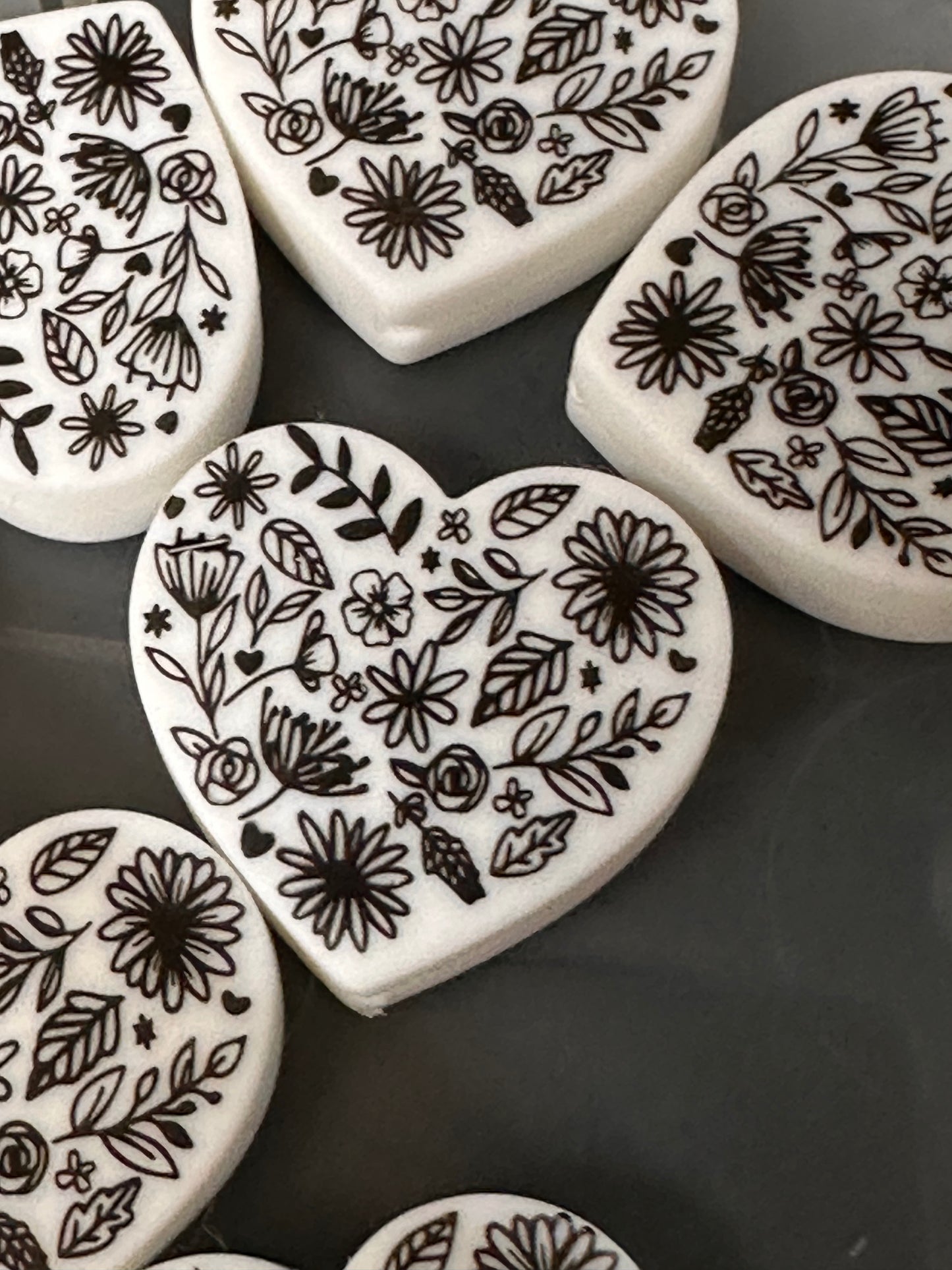 Floral Hearts Focal Bead /flowers bead/ heart shaped focal