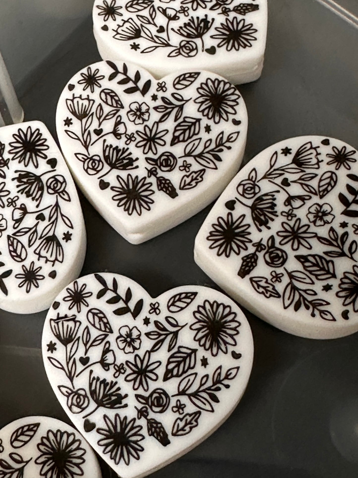 Floral Hearts Focal Bead /flowers bead/ heart shaped focal