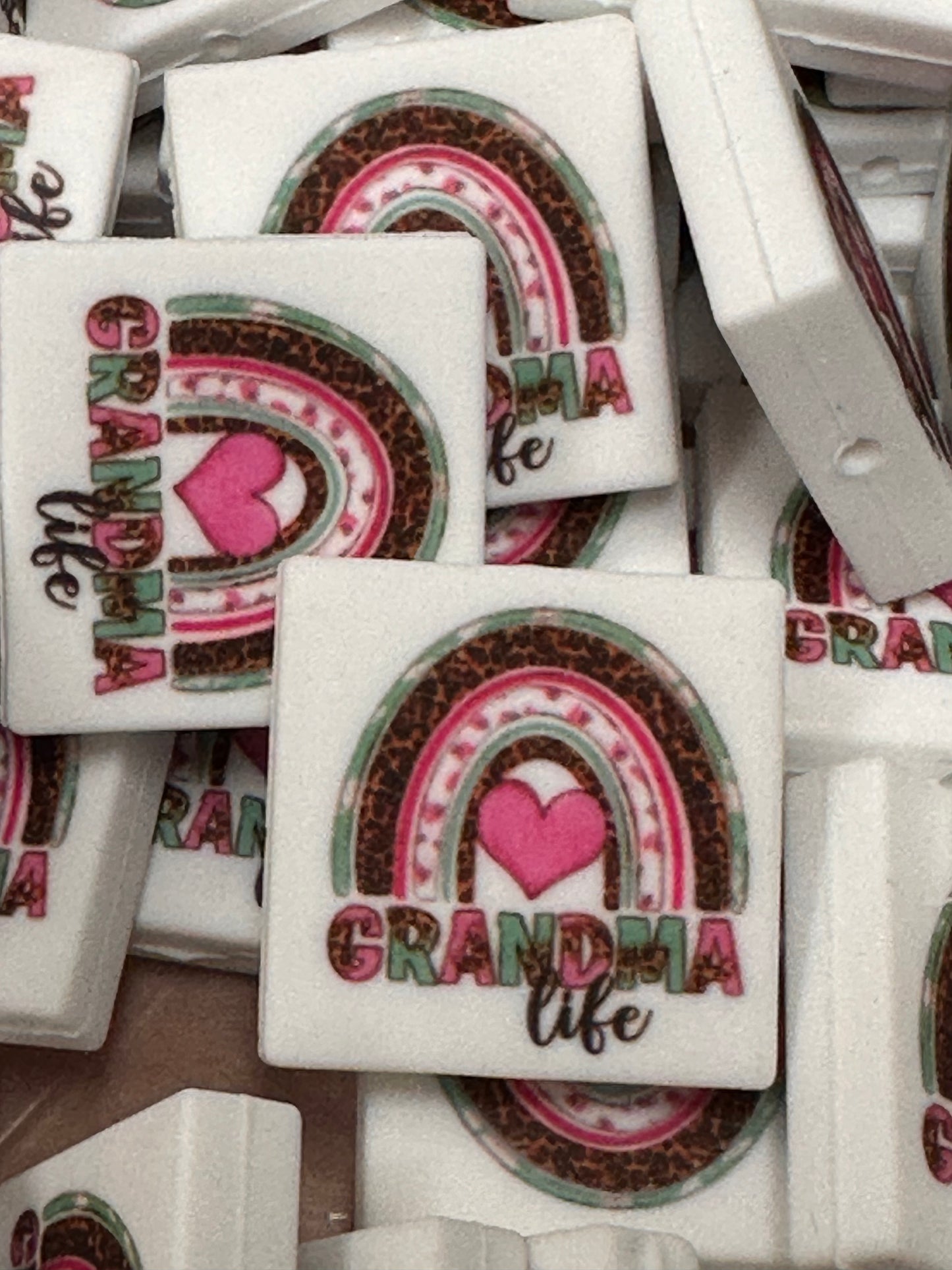 Grandma Focal Bead/ beadable pen/ Silicone bead/keychain bead/ rainbow bead/ Grandmother Love