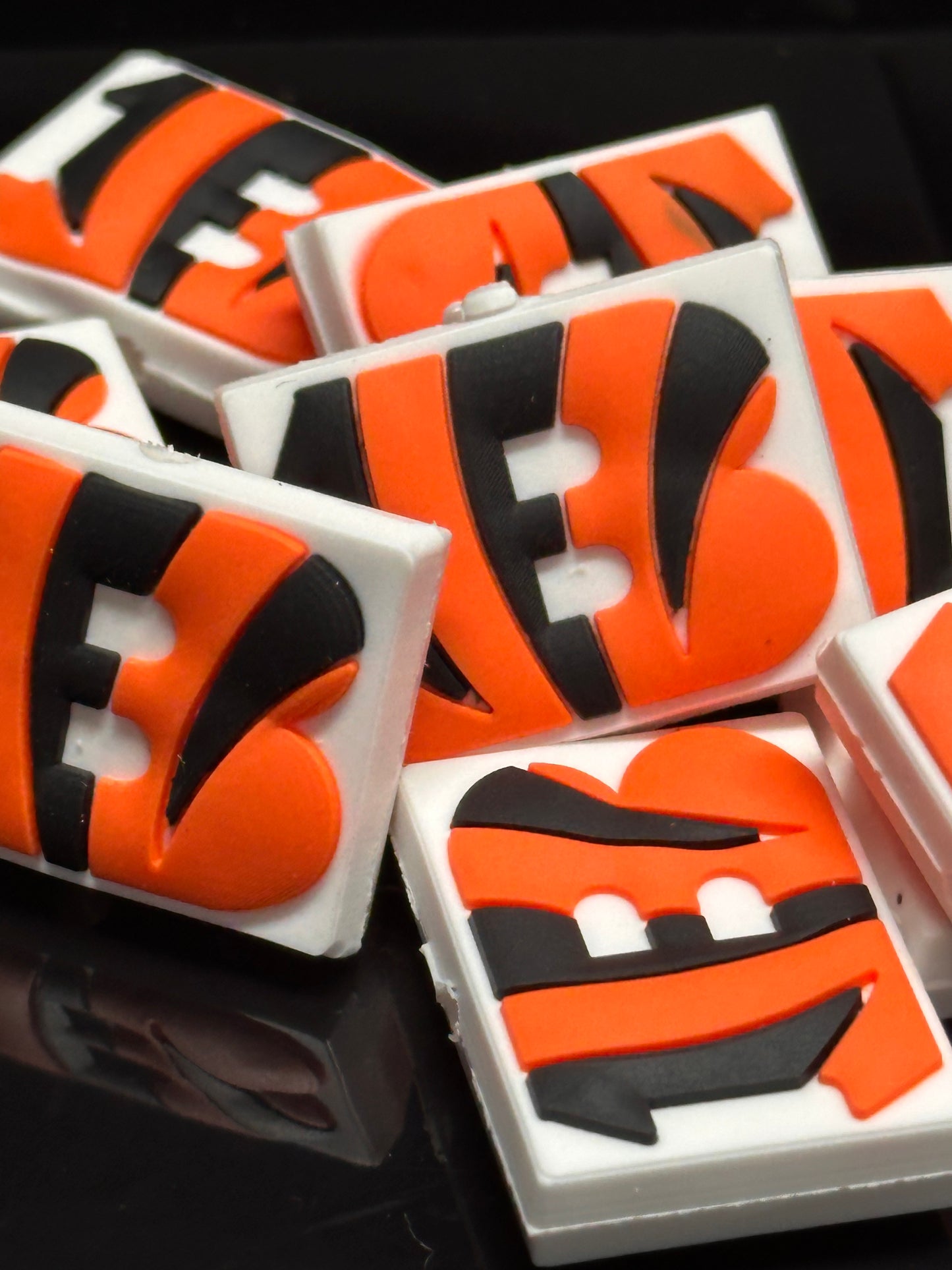 Square Cincinnati Bengals focal bead design 4