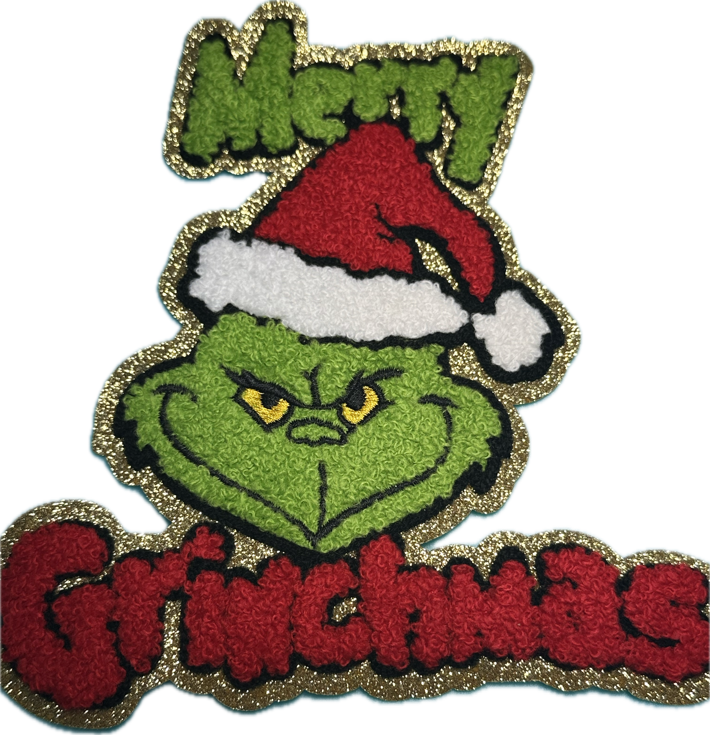 MERRY GRINCHMAS /EVERYONES FAVORITE GROUCHY CHRISTMAS HATER PATCH MEDIUM SIZE -RED