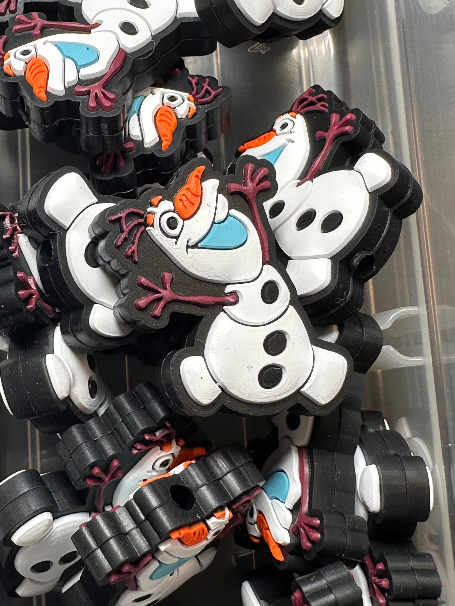 Popular Snowman / Focal Bead/ beadable pen/ Silicone bead/ keychain bead/