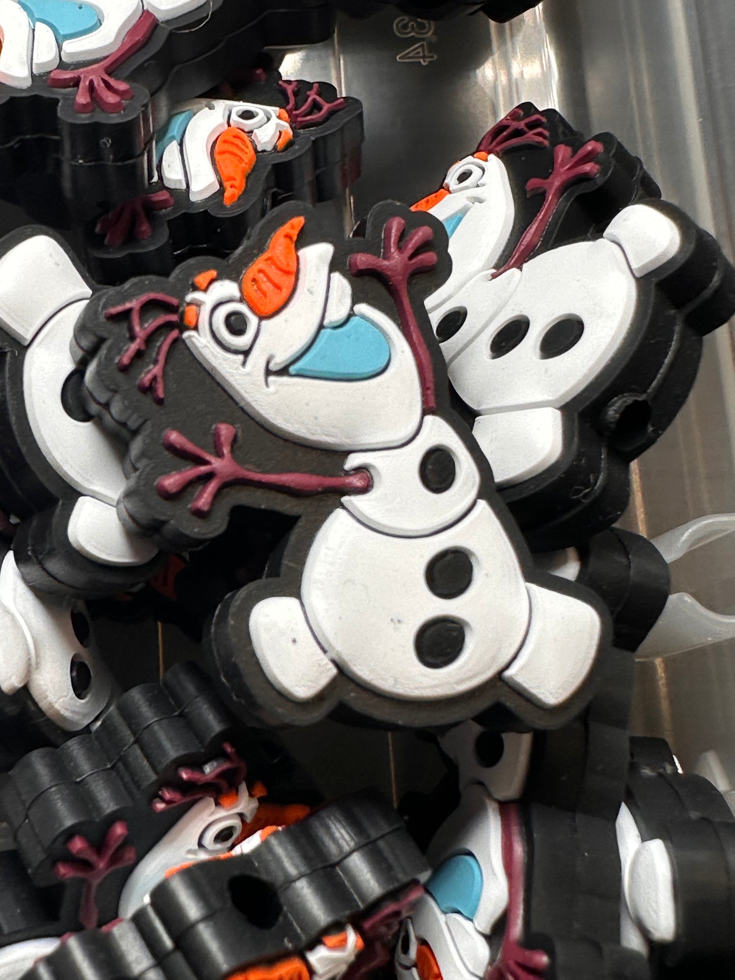 Popular Snowman / Focal Bead/ beadable pen/ Silicone bead/ keychain bead/