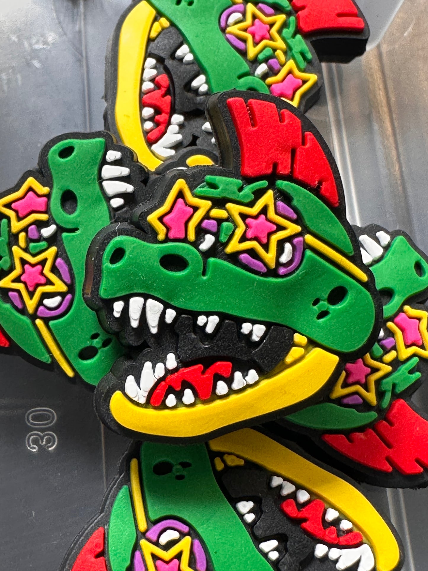 FBAF Green dinosaur with red Mohawk Focal Bead/ beadable pen/ Silicone bead/ keychain bead/DIY/ Dinosaur/