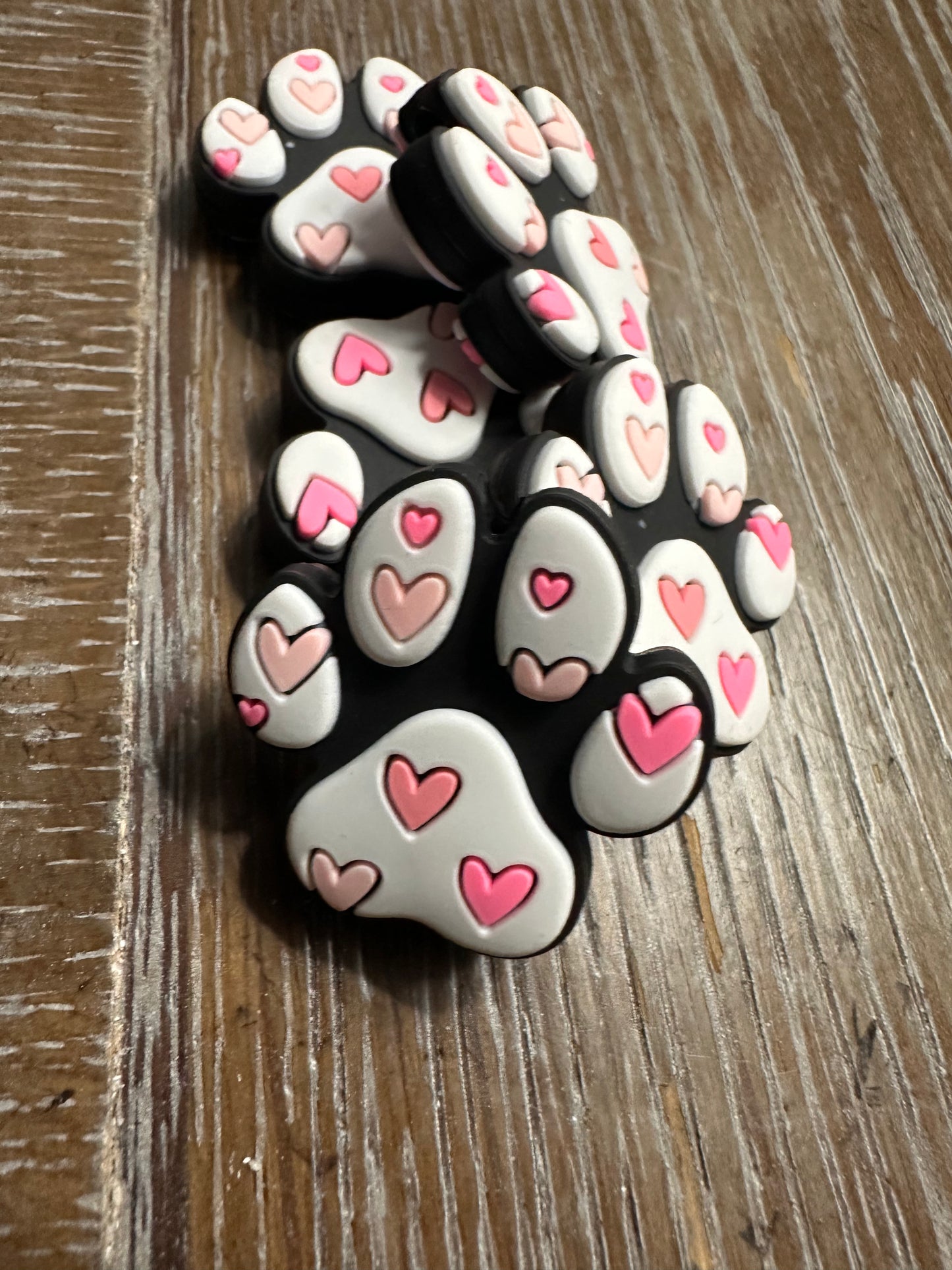 Hearts on Dog paw/ Focal Bead/ beadable pen/ Silicone bead/ keychain bead/ fur baby/ pet/ heart dog/ dog mom
