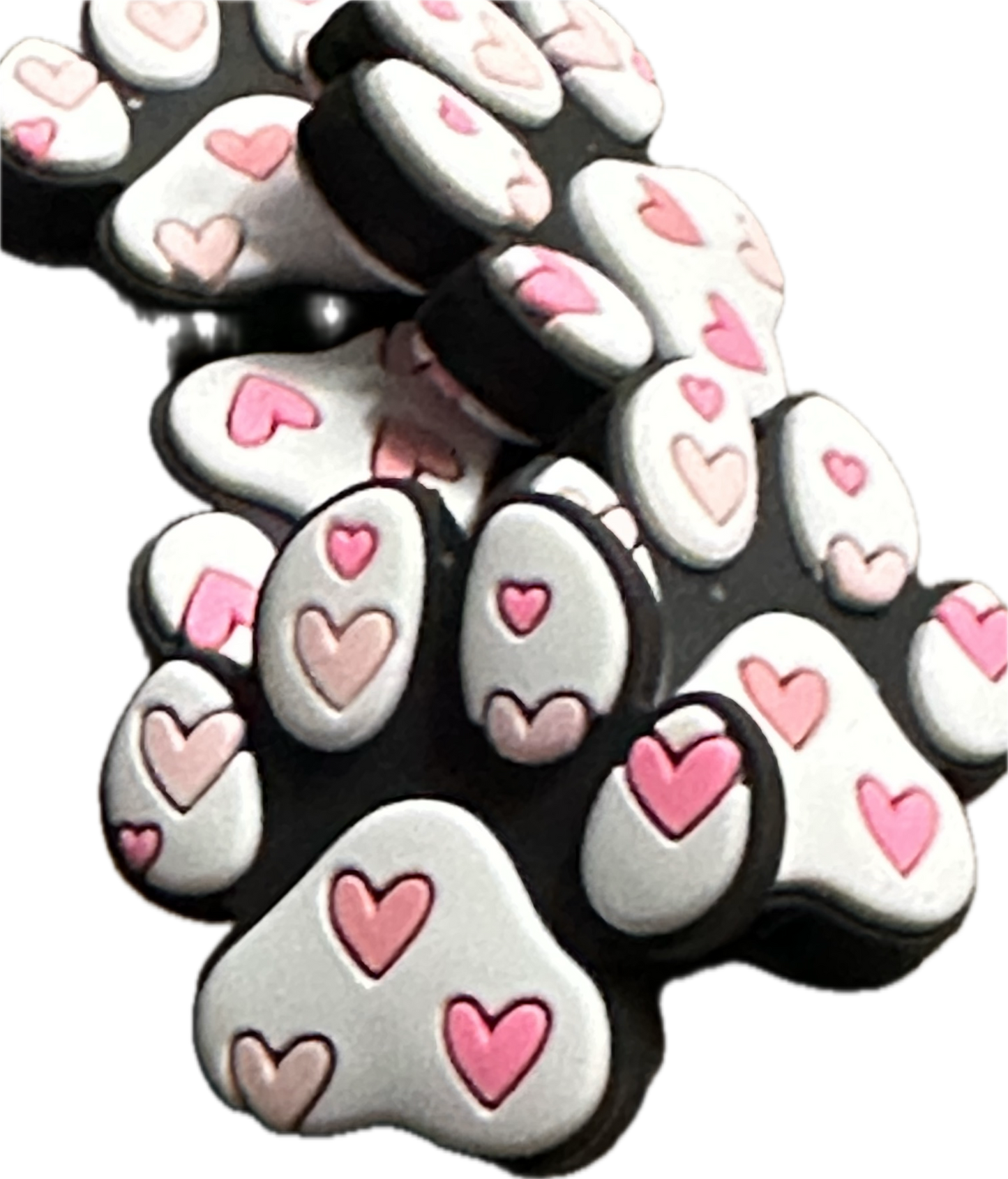 Hearts on Dog paw/ Focal Bead/ beadable pen/ Silicone bead/ keychain bead/ fur baby/ pet/ heart dog/ dog mom