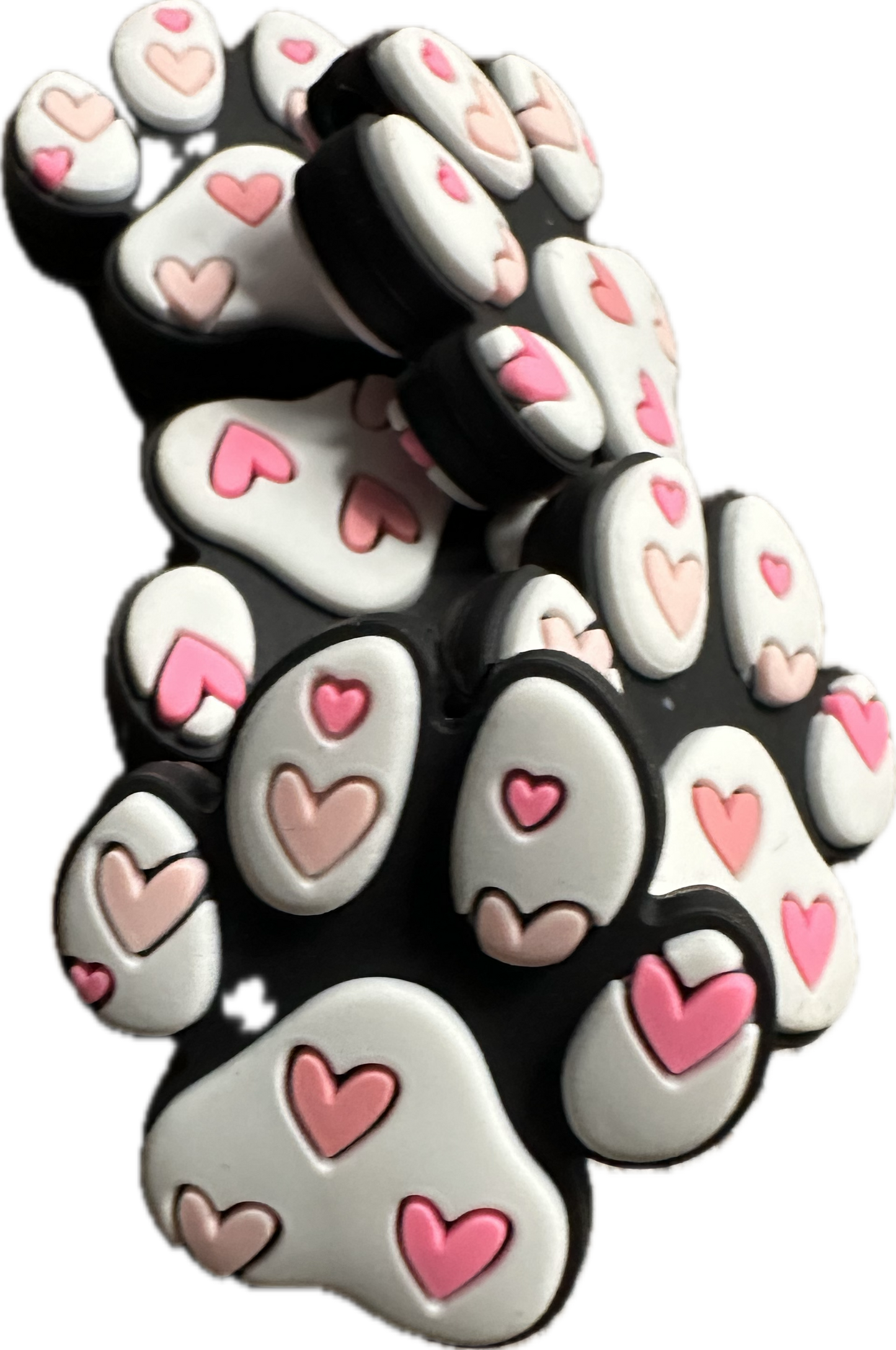Hearts on Dog paw/ Focal Bead/ beadable pen/ Silicone bead/ keychain bead/ fur baby/ pet/ heart dog/ dog mom