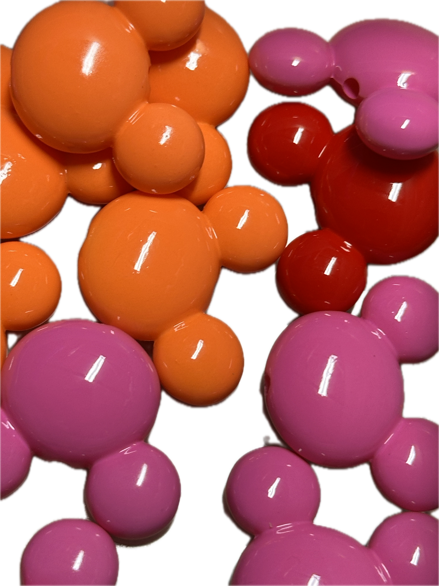 Colorful acrylic ear shaped beads /Five (5) beads included/ beadable pen/ keychain bead/ cube bead/