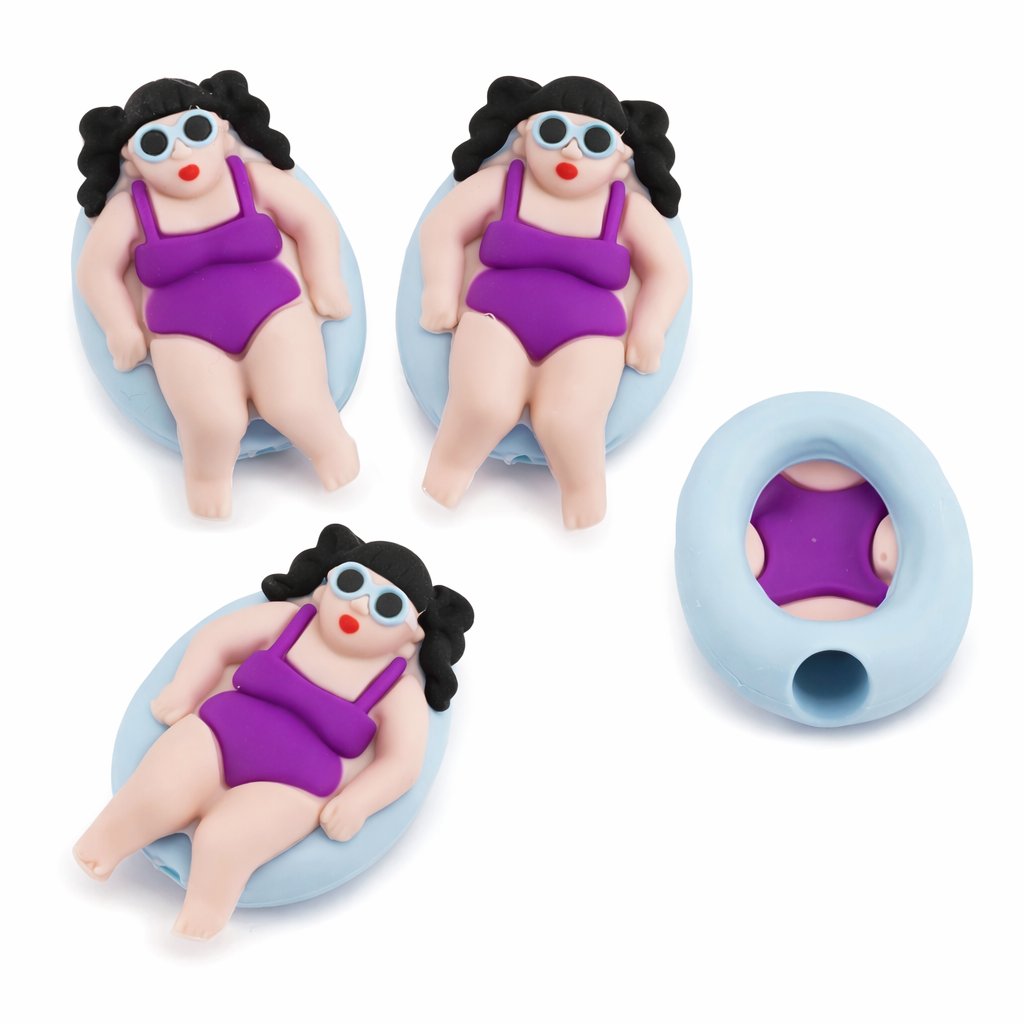 3D Summer focal bead / beach/ swim suit/girl on float/ lazy river