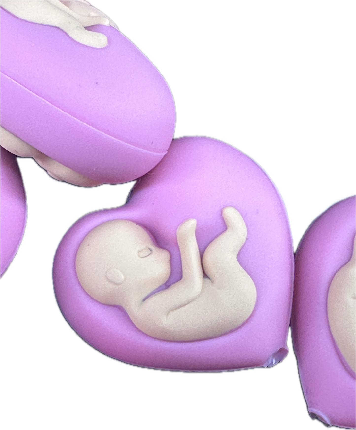 3D baby in Heart silicone focal /Love beads/ beadable pen/ Silicone bead/ keychain bead/Valentines Day hearts/ pregnancy/pregnant