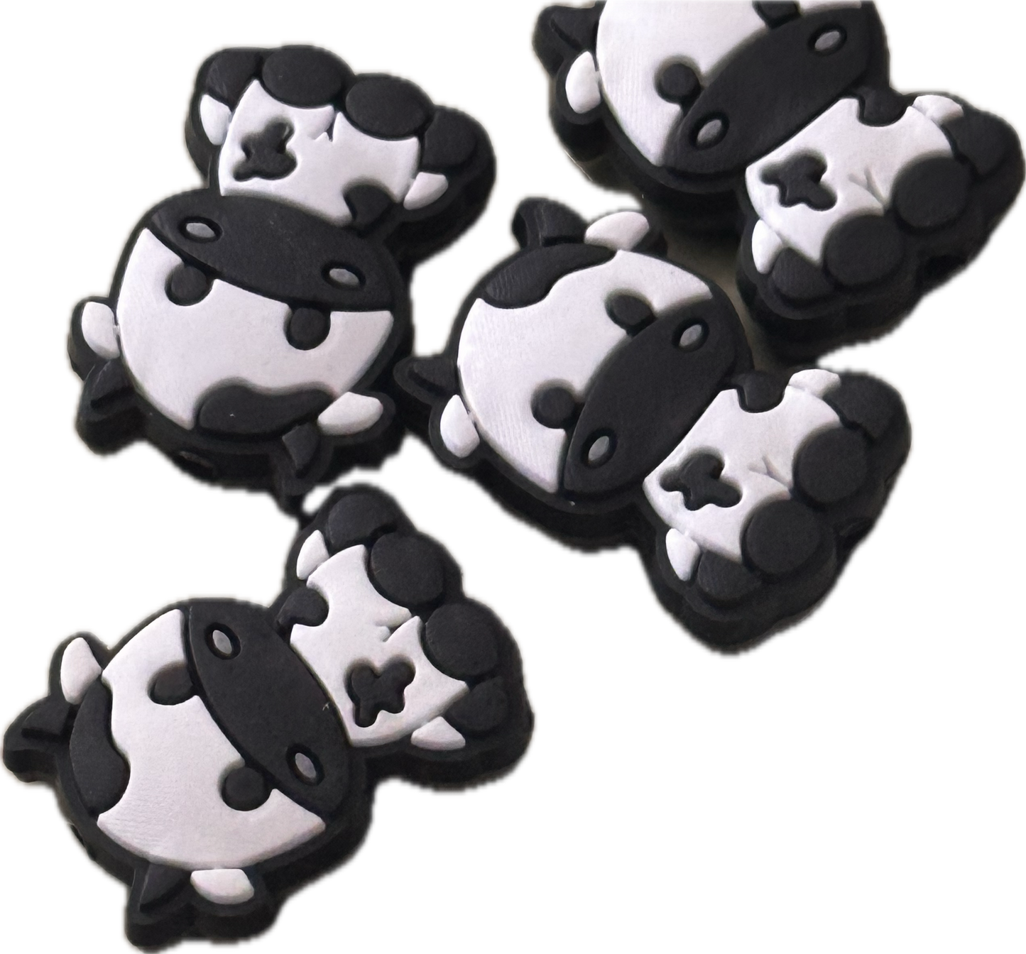 Black and white cows / Focal Bead/ beadable pen/ Silicone bead/ keychain bead/ animal/ farm/