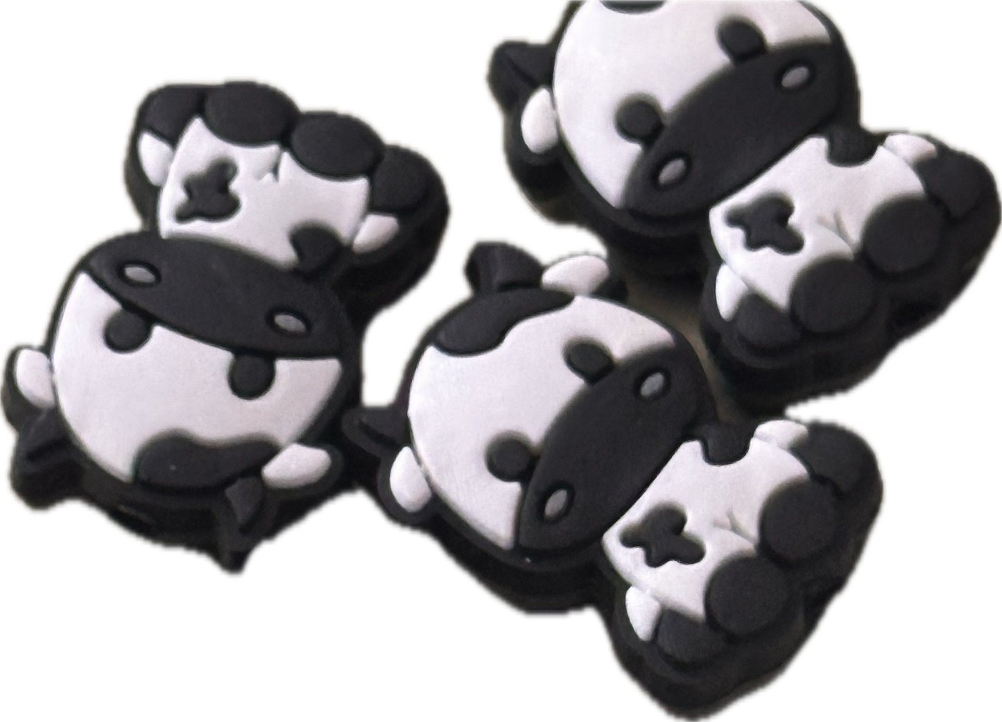 Black and white cows / Focal Bead/ beadable pen/ Silicone bead/ keychain bead/ animal/ farm/