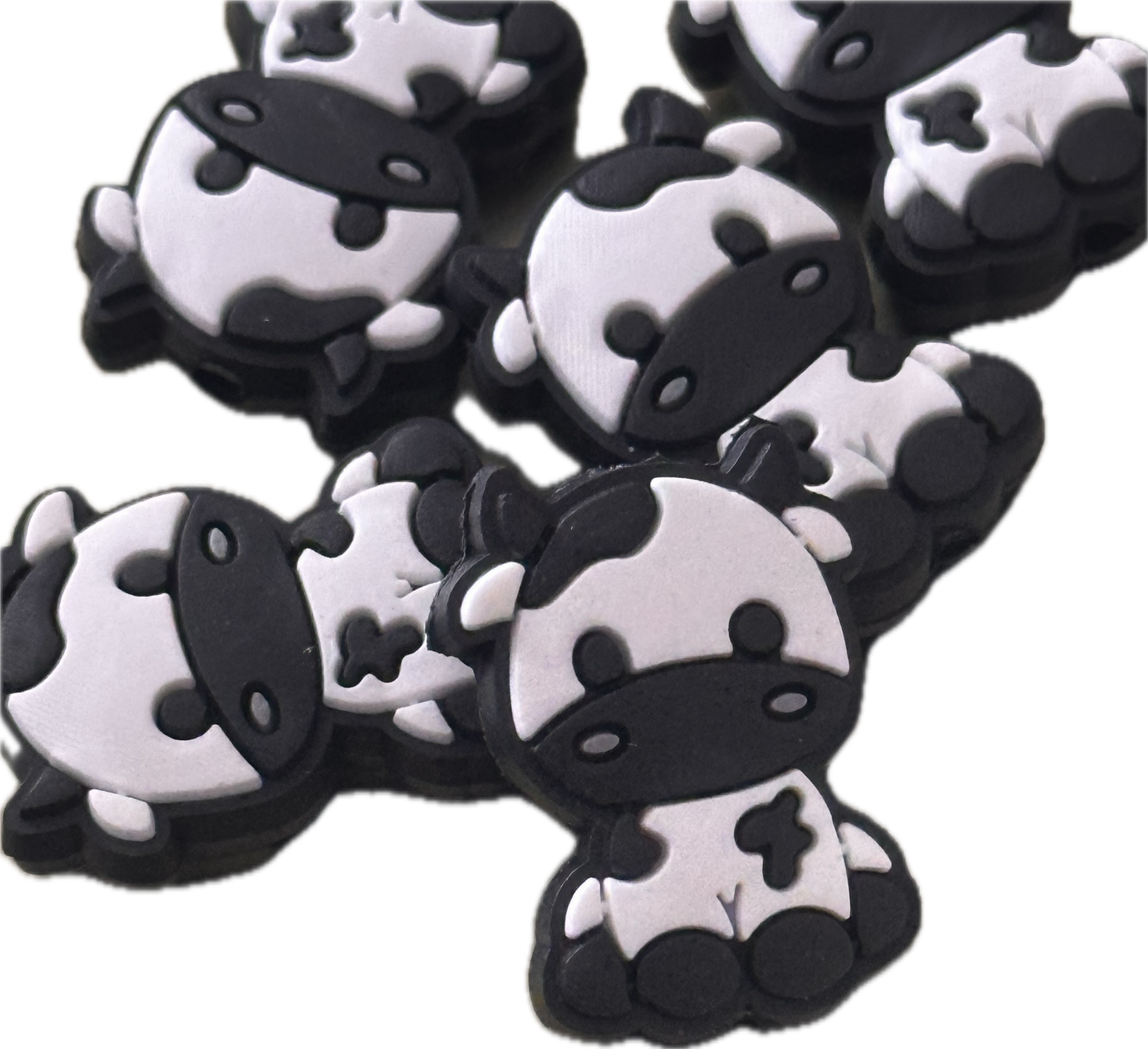 Black and white cows / Focal Bead/ beadable pen/ Silicone bead/ keychain bead/ animal/ farm/