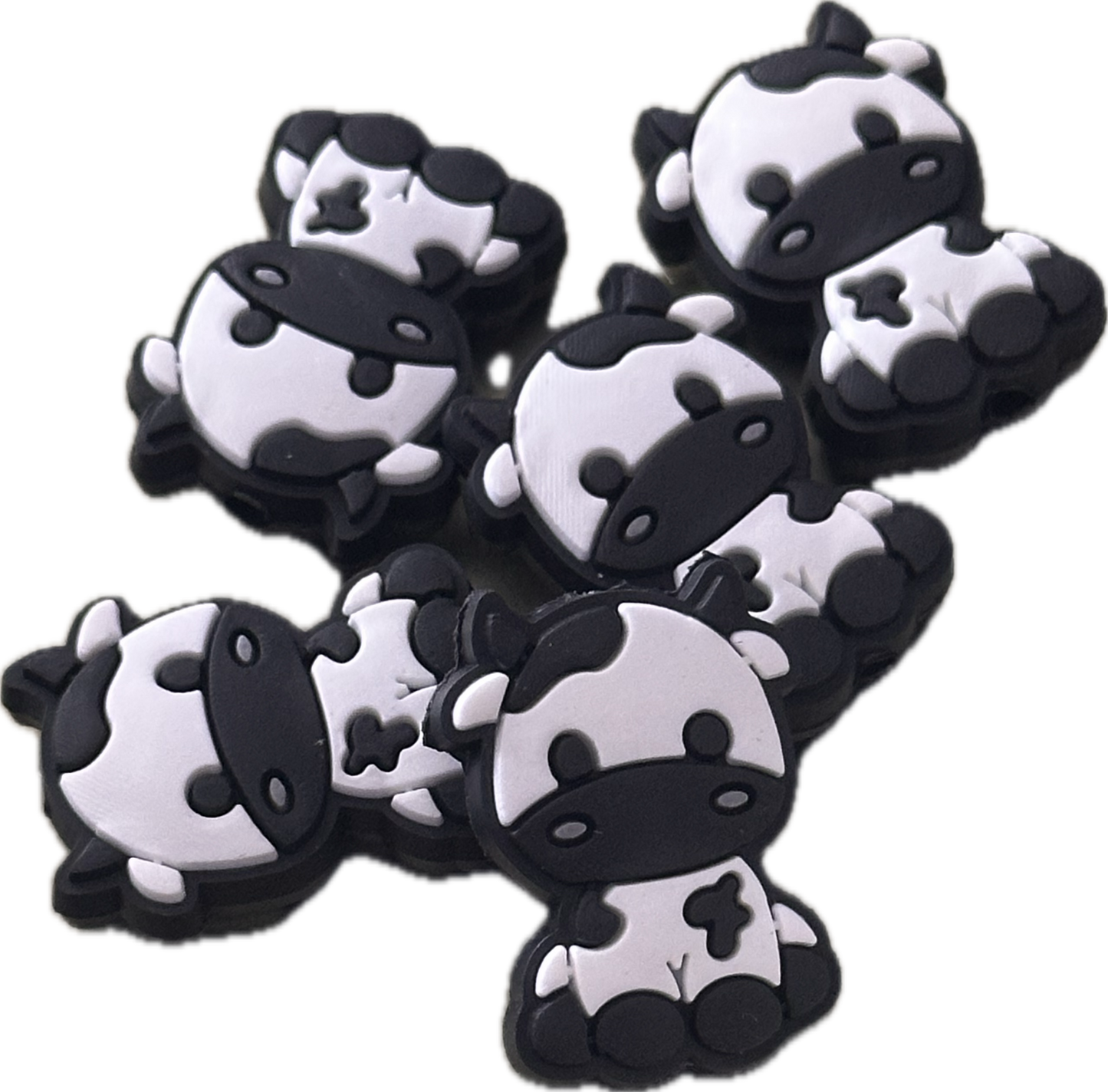 Black and white cows / Focal Bead/ beadable pen/ Silicone bead/ keychain bead/ animal/ farm/