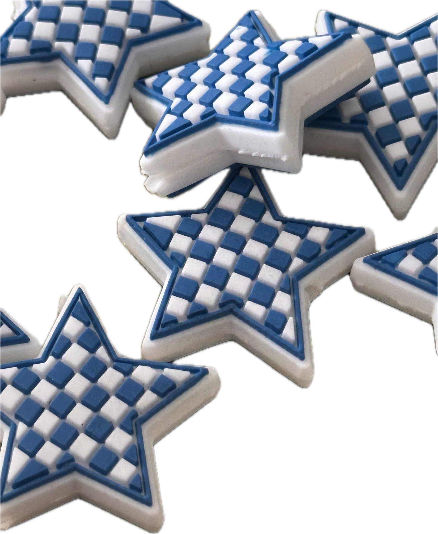 Checkered blue star Focal Bead
