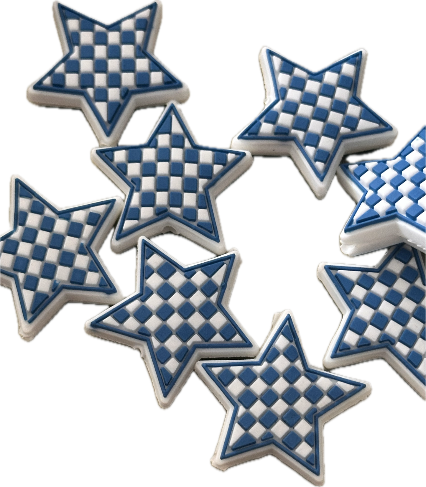 Checkered blue star Focal Bead