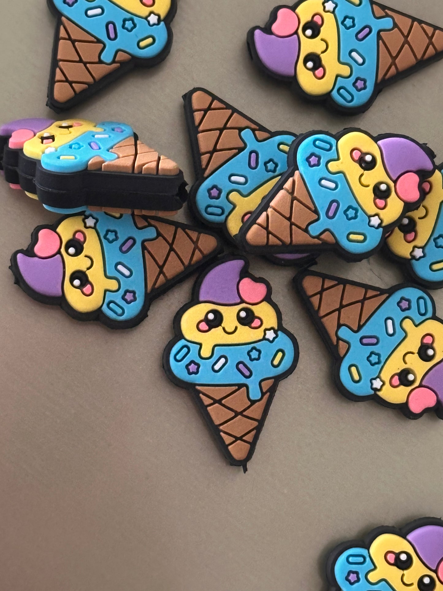 Ice cream cone Silicone focal bead for pen beading and keychain DIY/ snack food