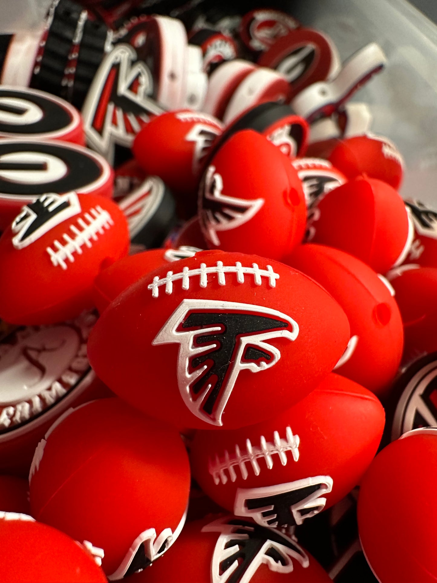 3D football shaped Atlanta Falcons focal bead / football / #3