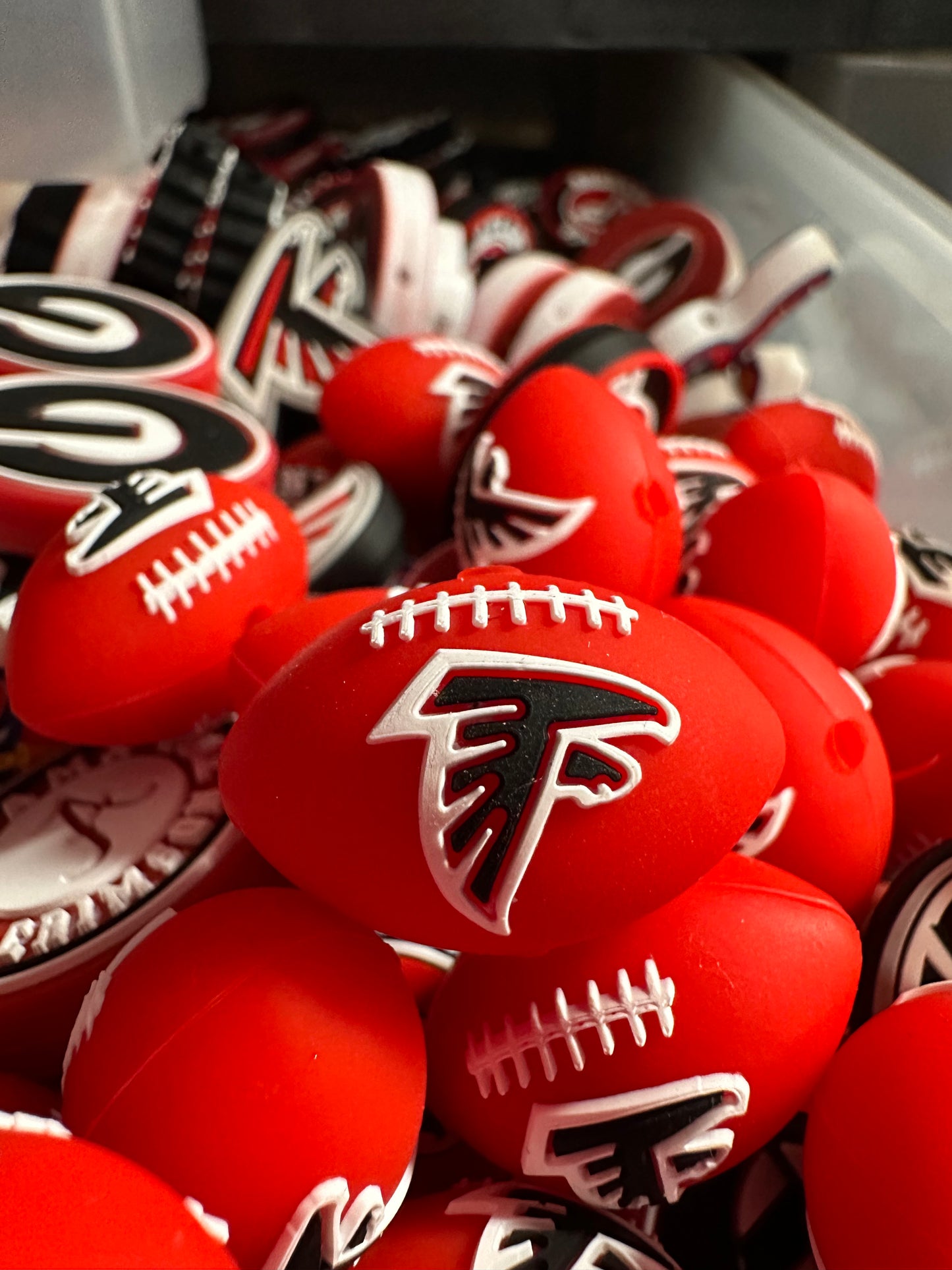 3D football shaped Atlanta Falcons focal bead / football / #3
