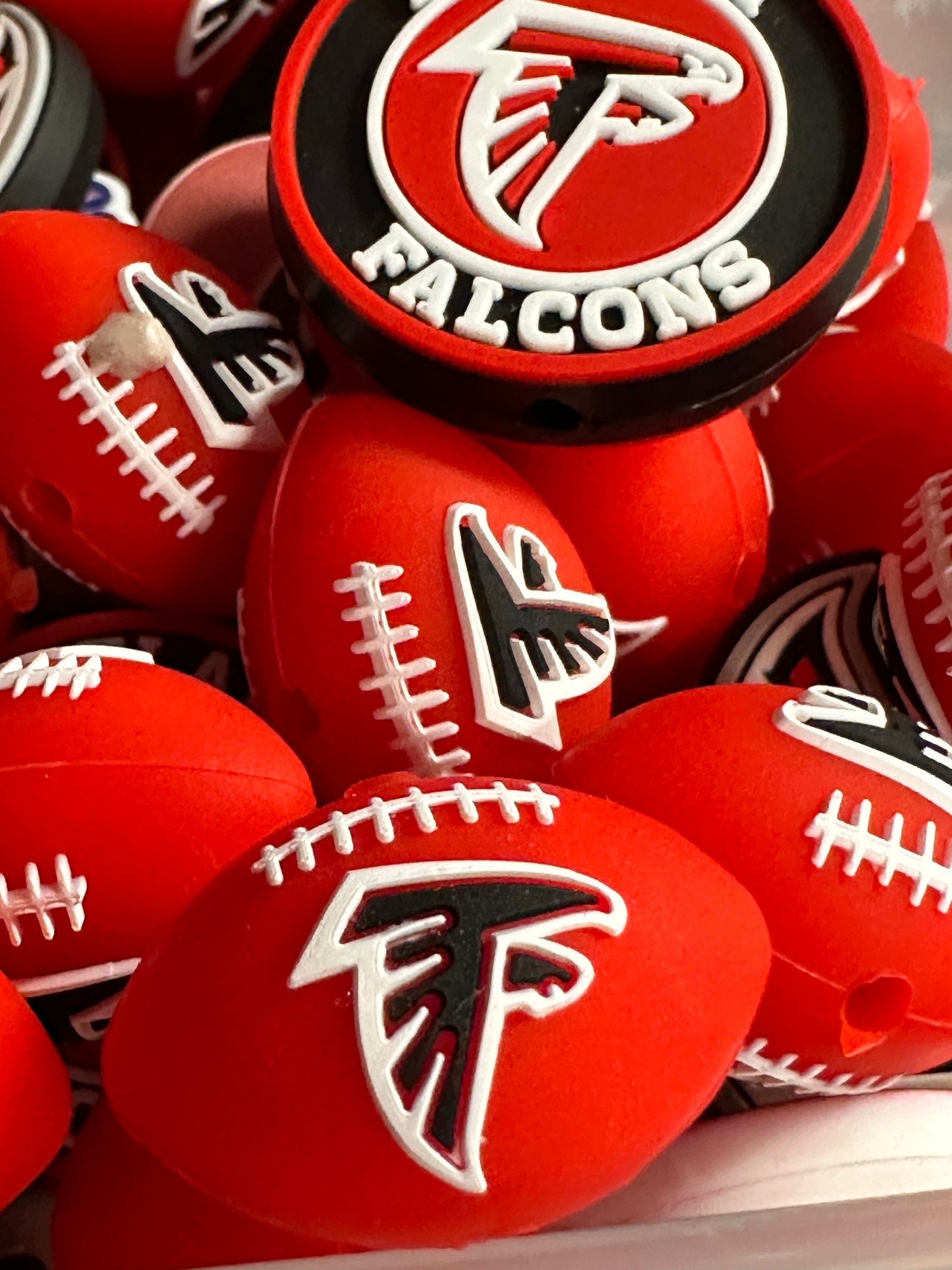 3D football shaped Atlanta Falcons focal bead / football / #3