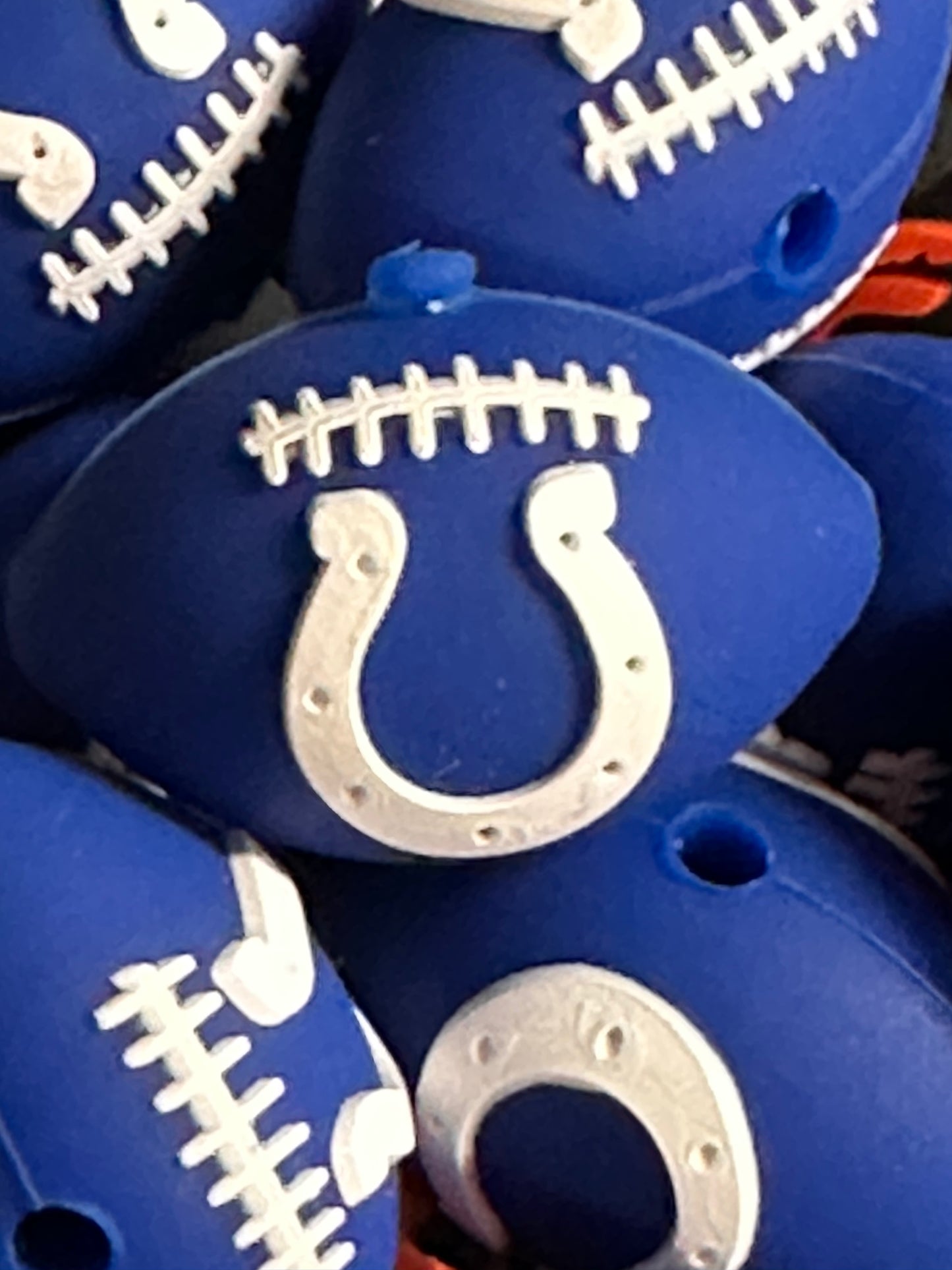 3D football shaped Indianapolis Colts focal bead #2/ horse shoe