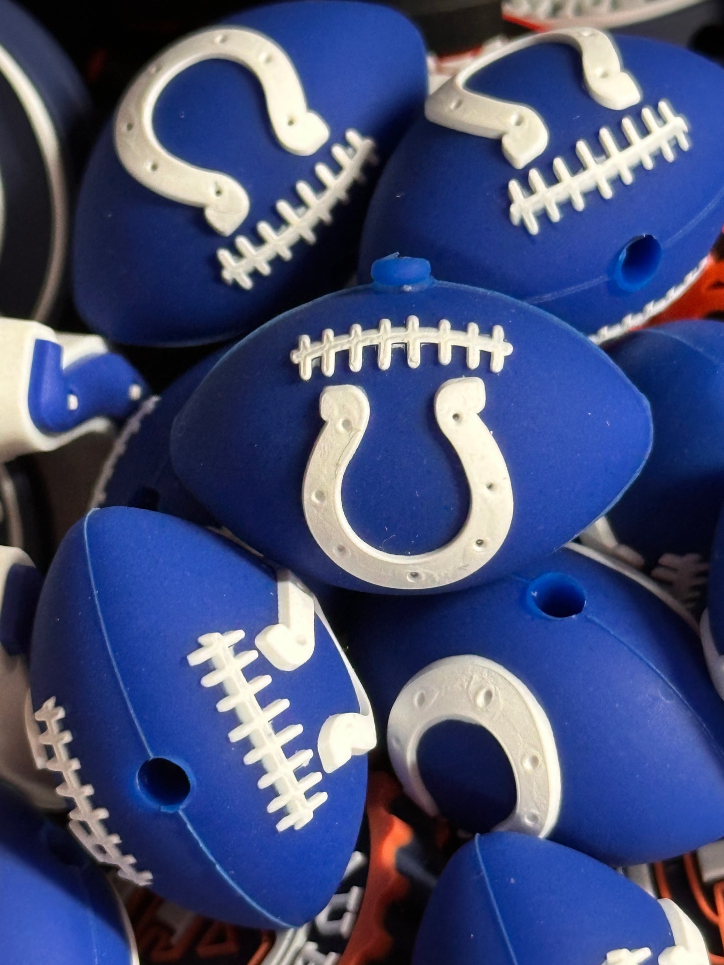 3D football shaped Indianapolis Colts focal bead #2/ horse shoe