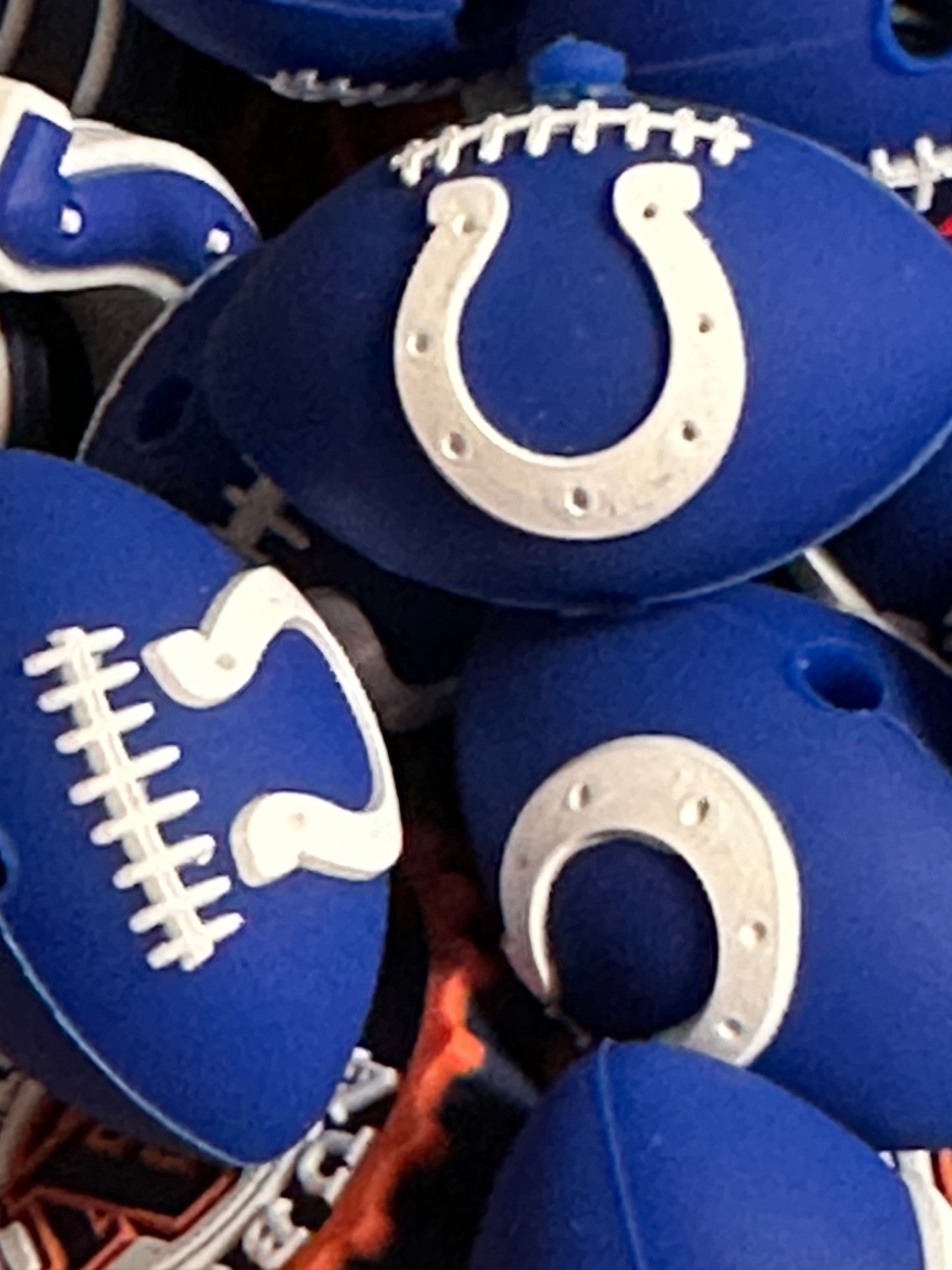 3D football shaped Indianapolis Colts focal bead #2/ horse shoe