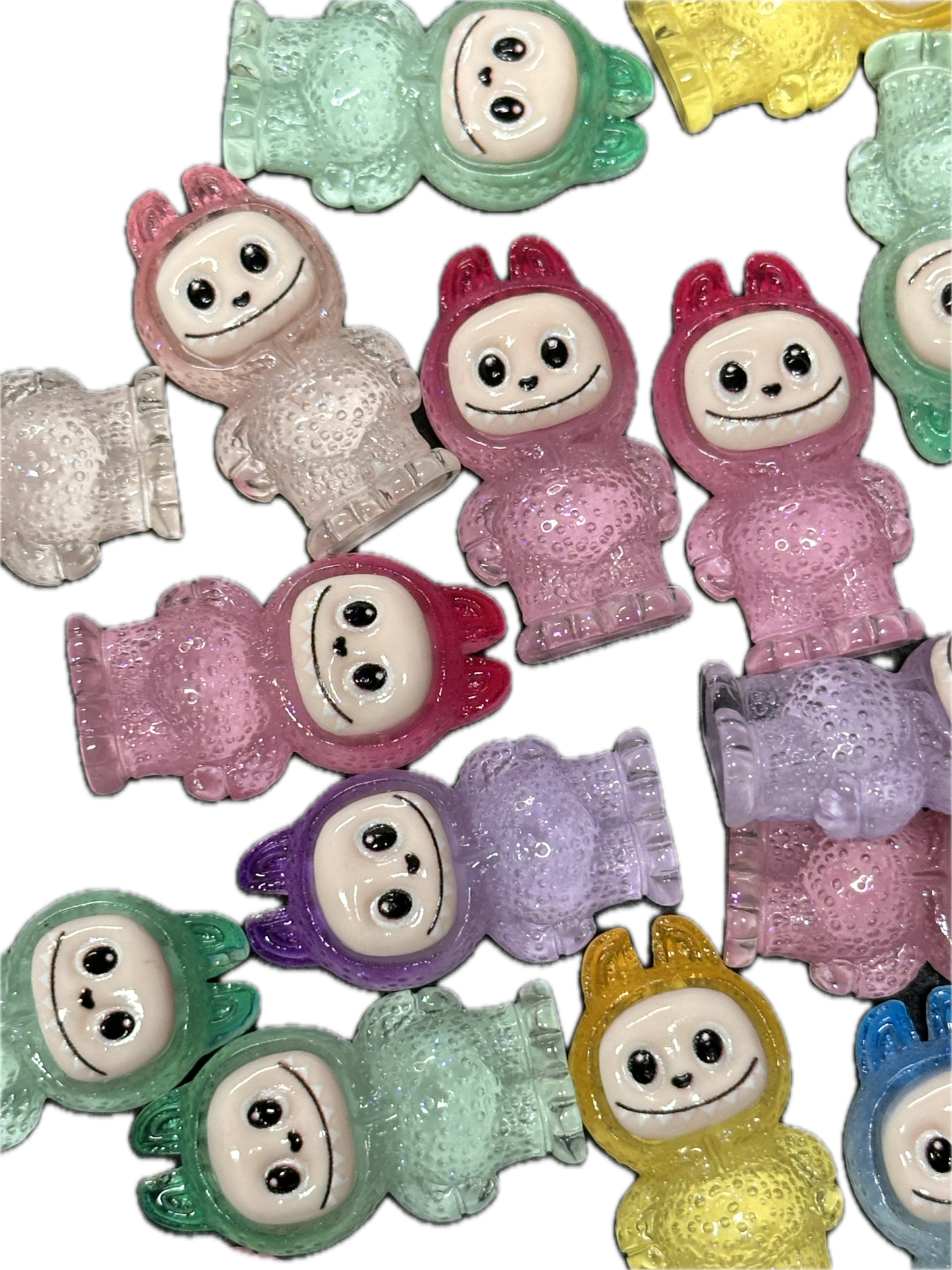 Glue On Labubu Charms – Flat Back Embellishments for DIY Crafts- Set of 5 / DIY -phone cases, shoe charms, bag charms