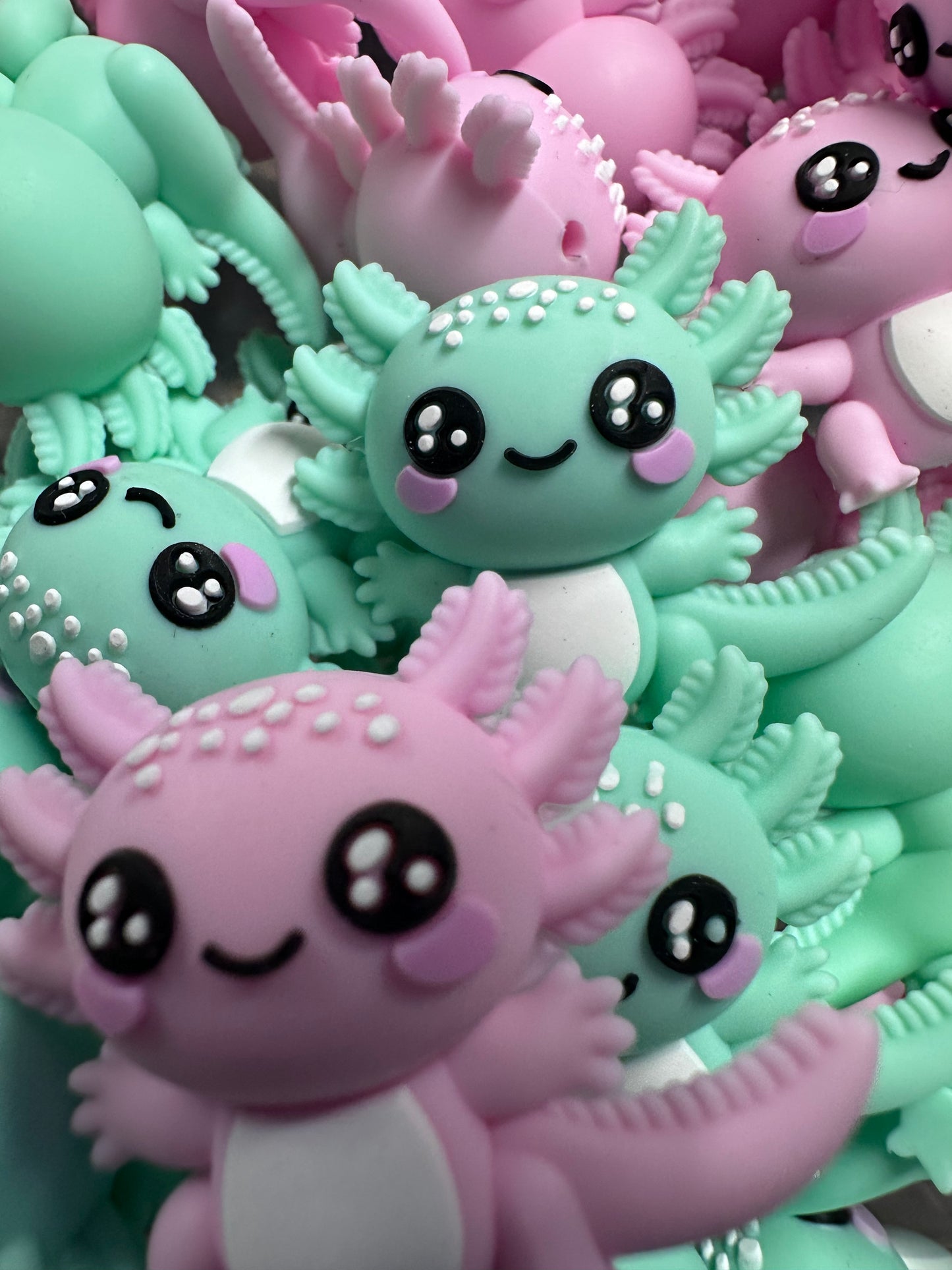 Axolotl 3D silicone focal bead/ pen bead/ keychain bead / salamander