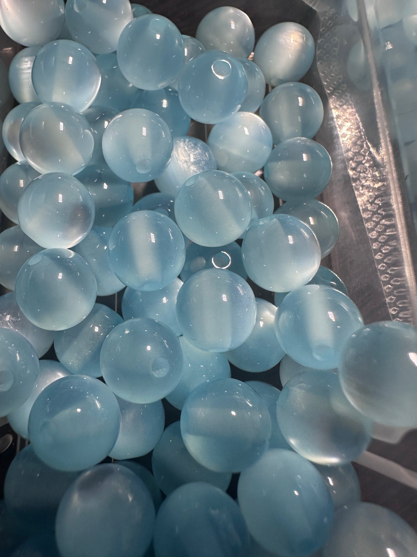 Baby Blue Cat Eye Beads – 12mm sold in sets of 10,25,or 50