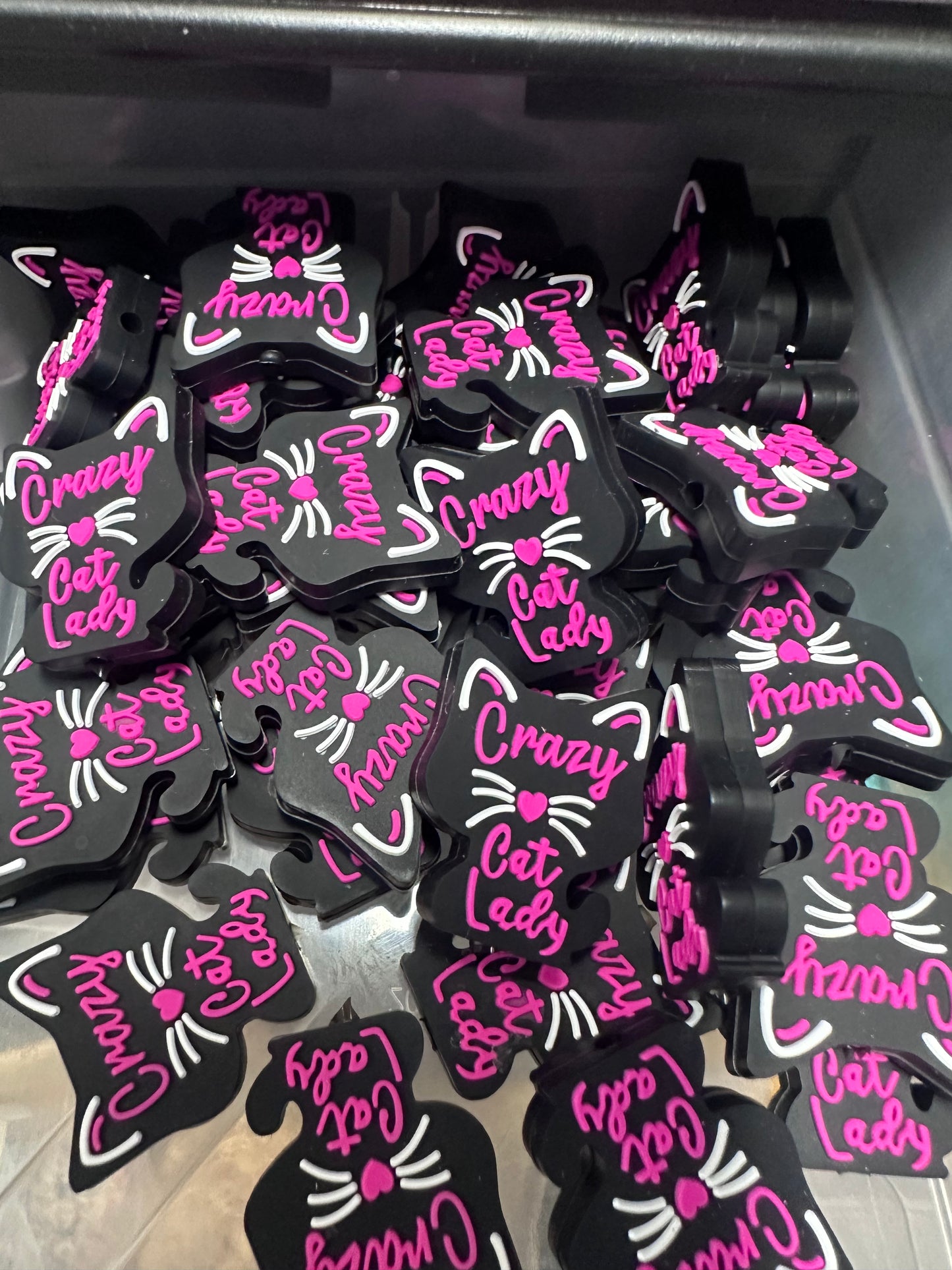 Crazy cat lady silicone focal beads/cat lover