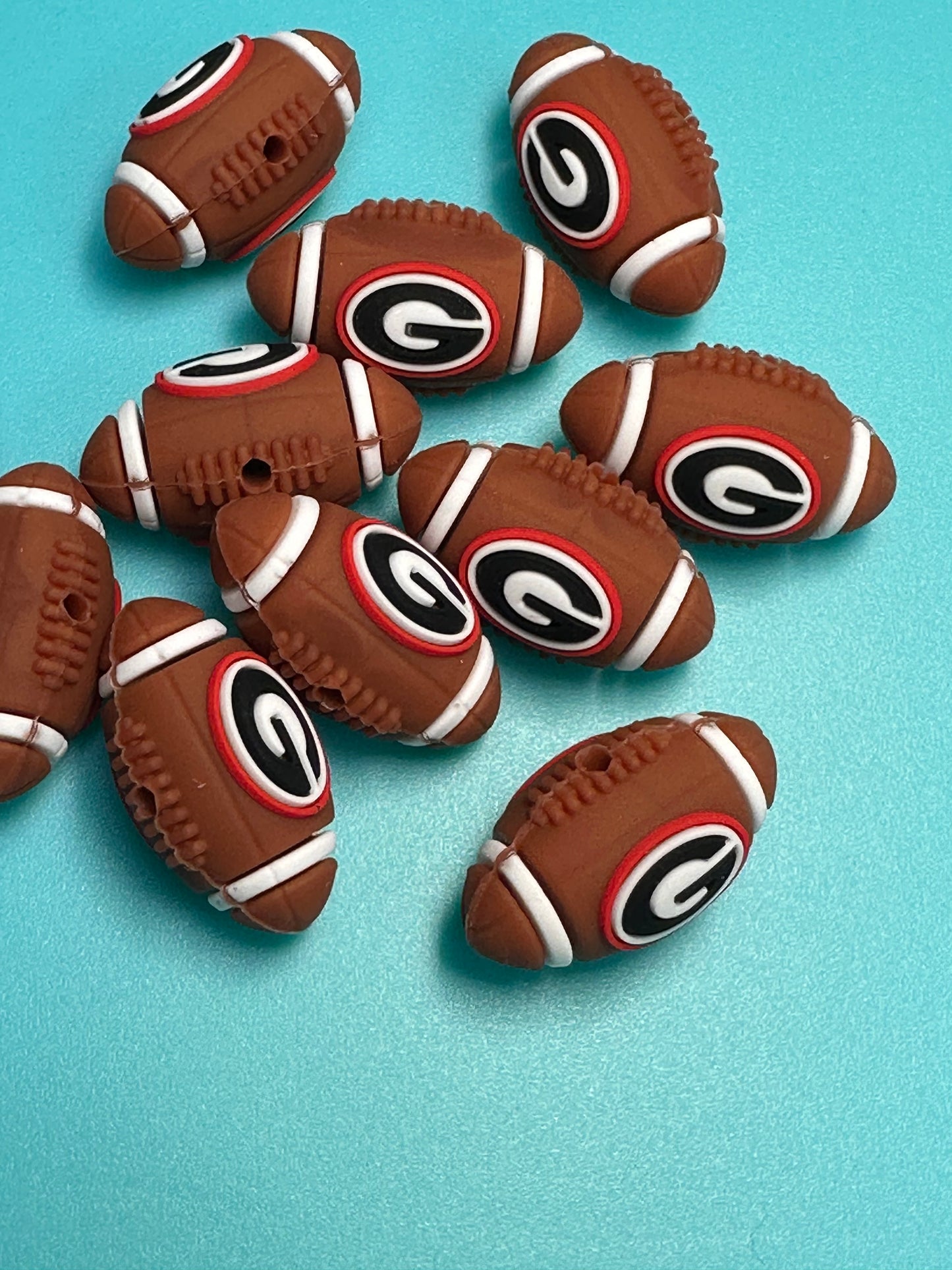 3D football shaped Georgia Bulldogs focal bead