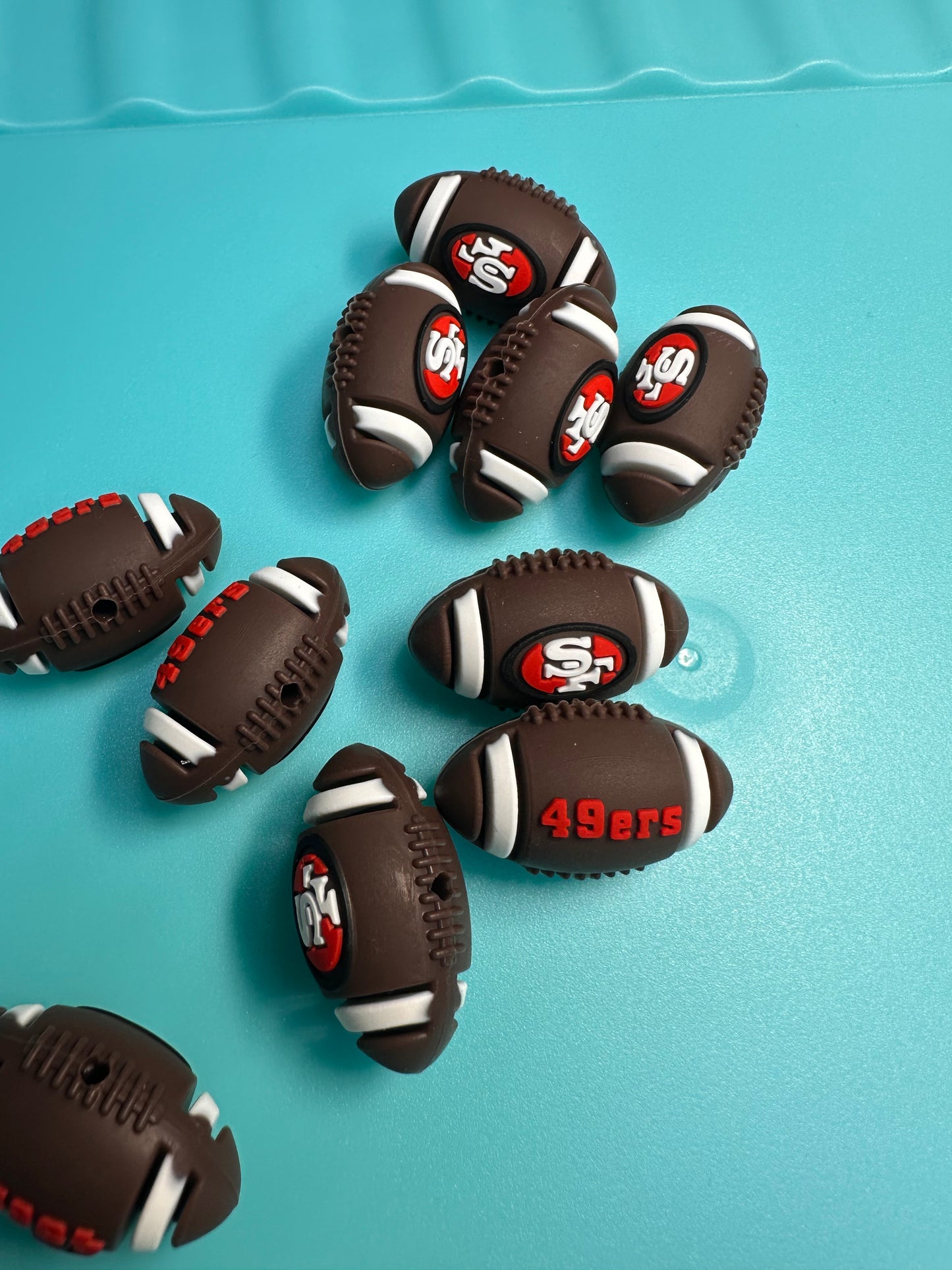 3D football shaped San Francisco 49 focal bead