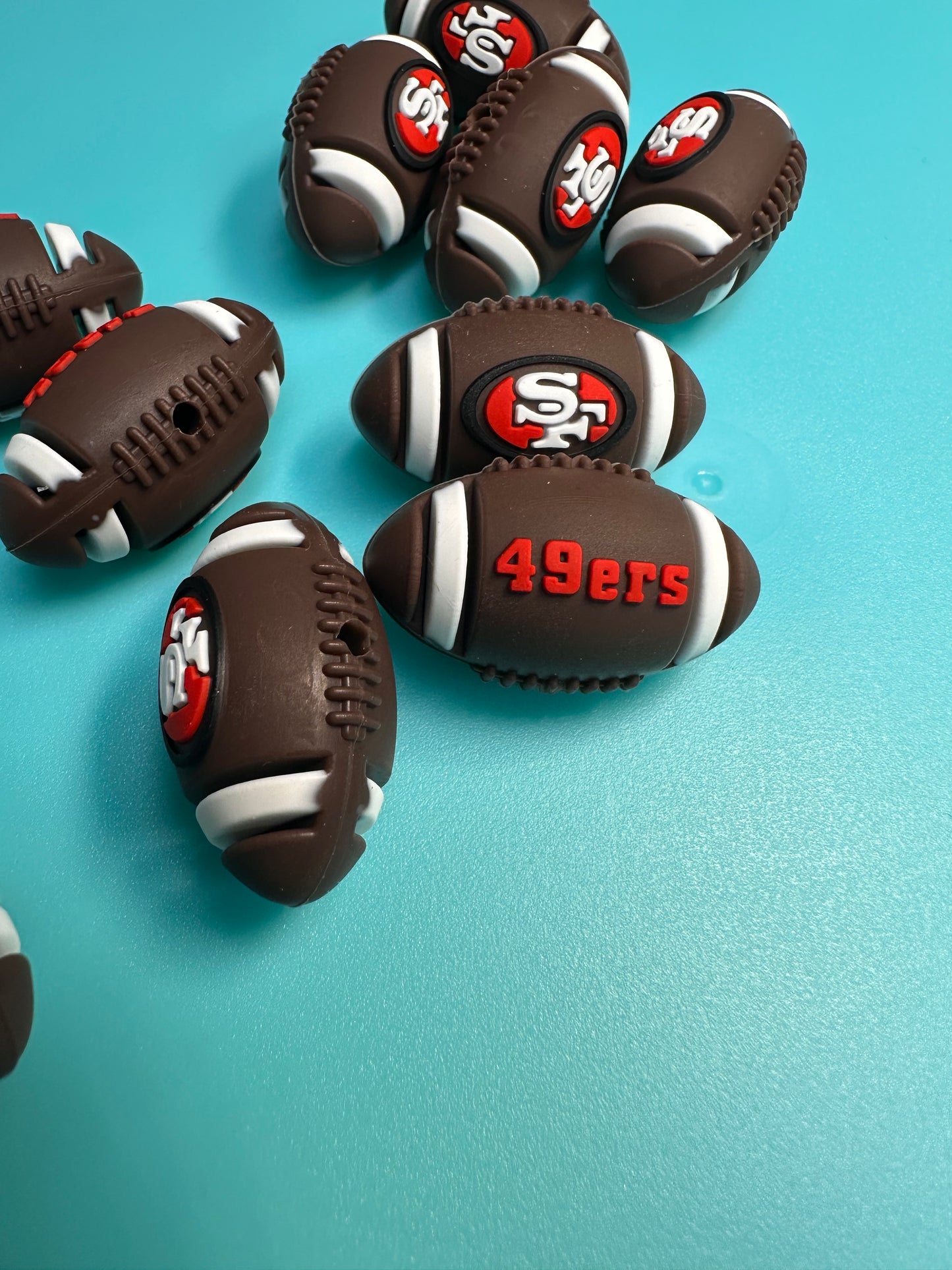 3D football shaped San Francisco 49 focal bead