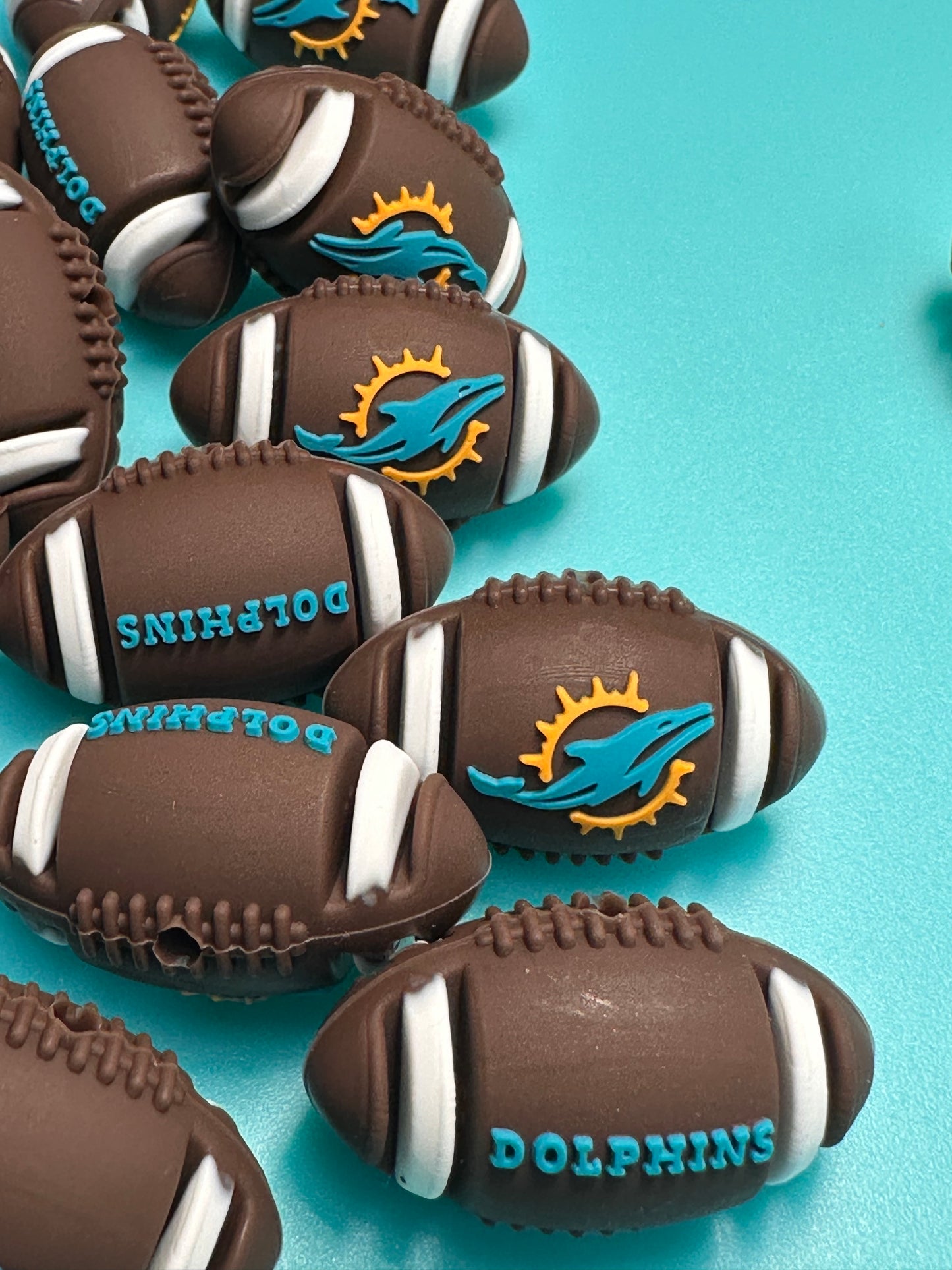 3D football shaped Miami Dolphins focal bead