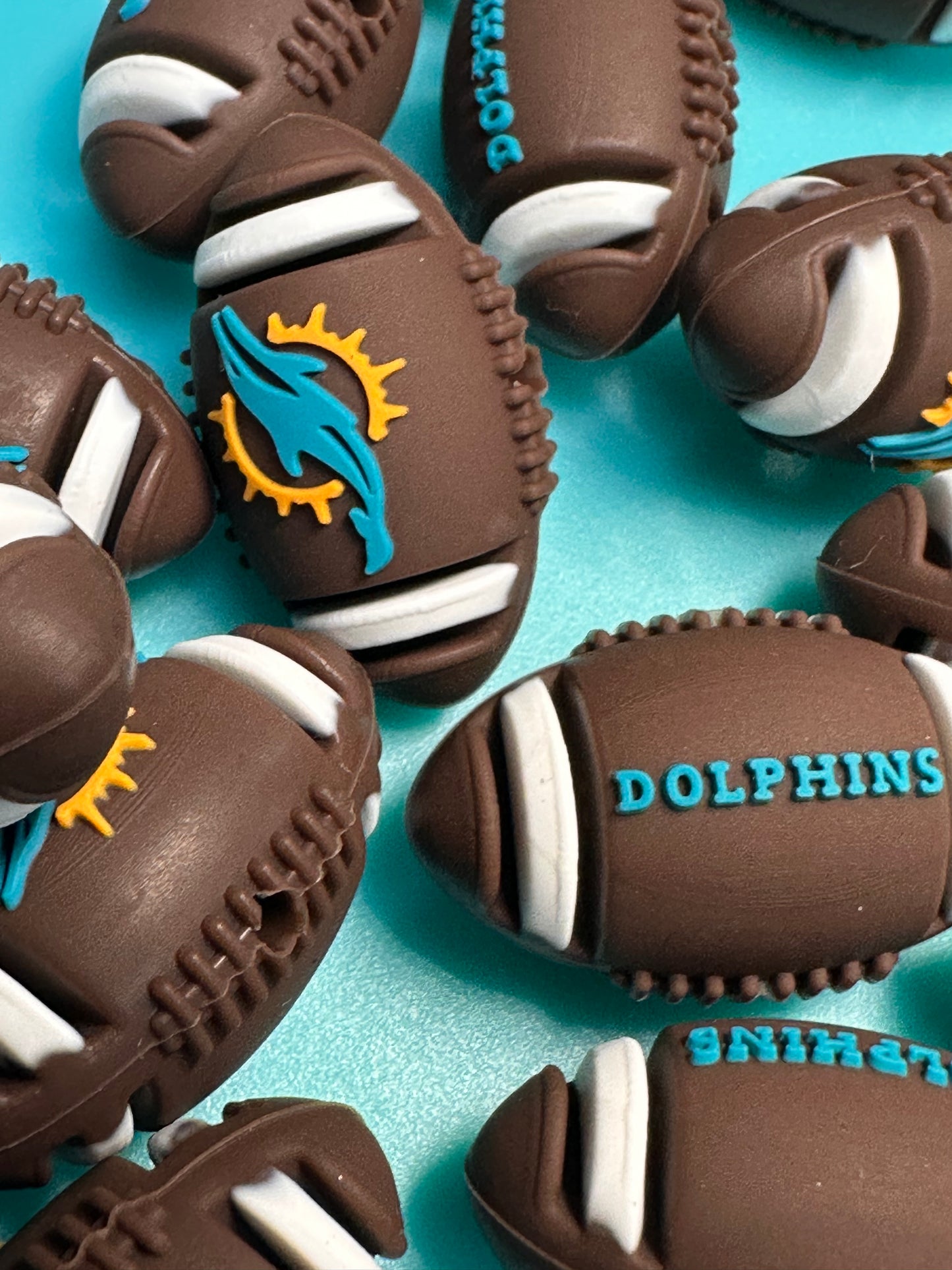 3D football shaped Miami Dolphins focal bead