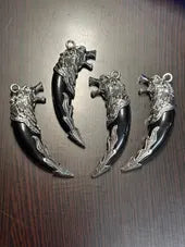 Claw Fang Pendants with Intricate Metalwork / wolf fang/ unique design/ 3 styles/ Aztec / tooth/ mystical/ western/charms / DIY jewelry
