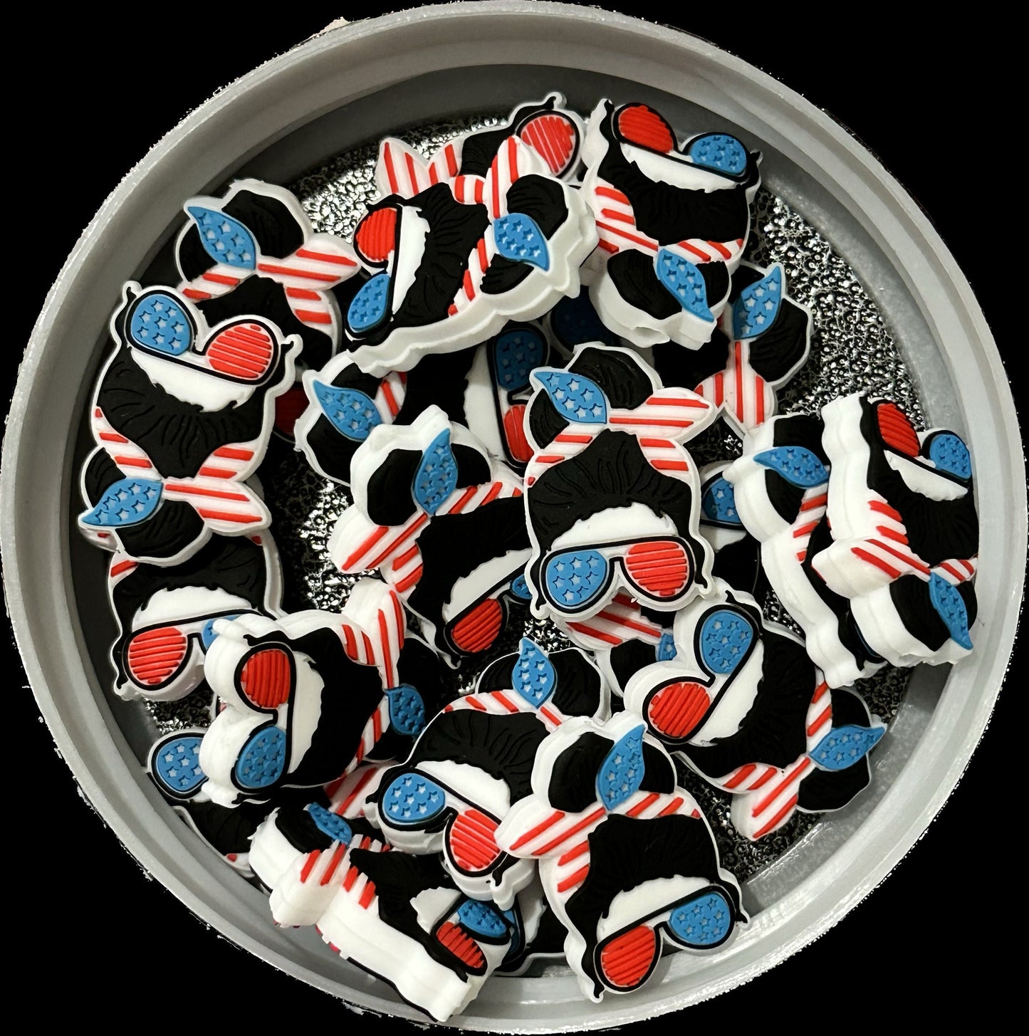 American mom/ Focal Bead/ USA/ beadable pen/ Silicone bead/ keychain bead/ patriotic girl