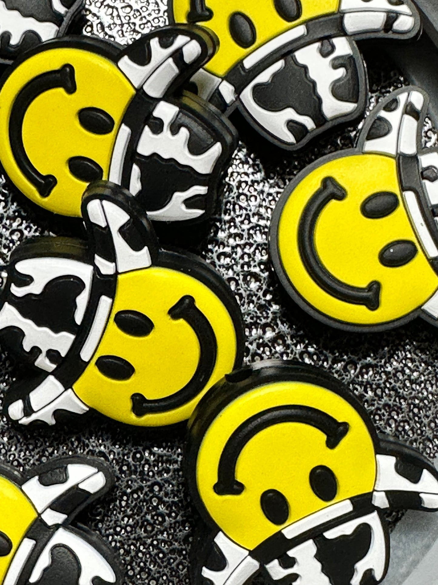Cow print smiley face/Focal Bead/ beadable pen/ Silicone bead/ keychain bead/ cowboy hat