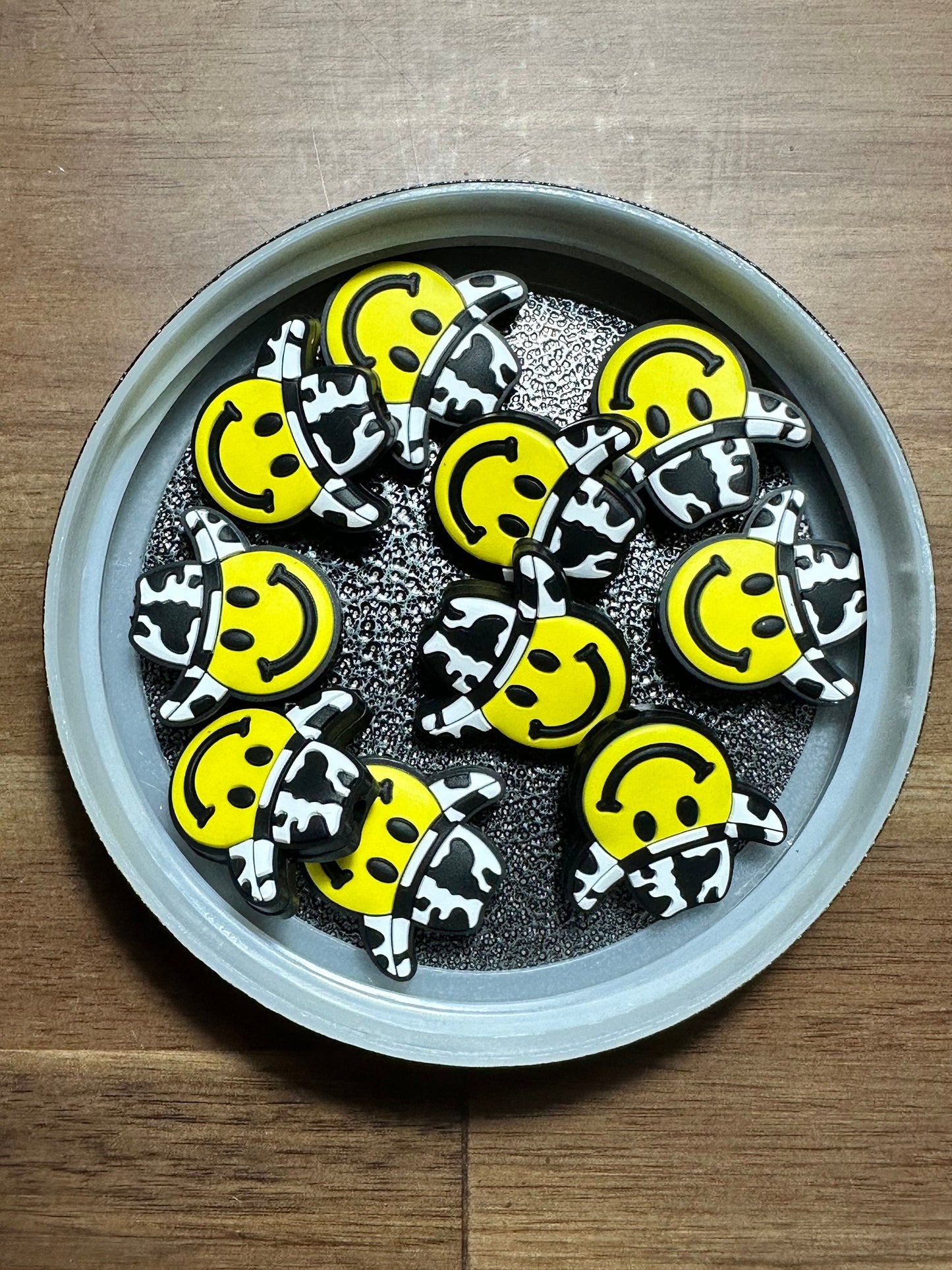 Cow print smiley face/Focal Bead/ beadable pen/ Silicone bead/ keychain bead/ cowboy hat