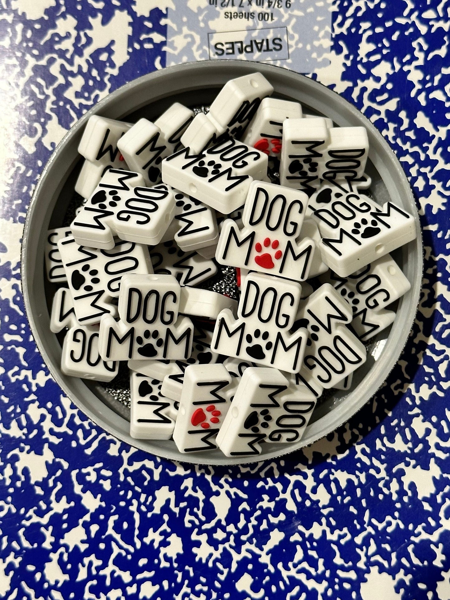 Dog mom / Focal Bead/ beadable pen/ Silicone bead/ keychain bead/ puppy
