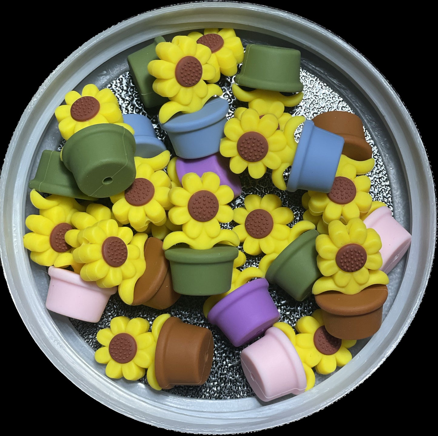 Sunflowers in flower pots/ Focal Bead/ beadable pen/ Silicone bead/ sunflower/ keychain bead/