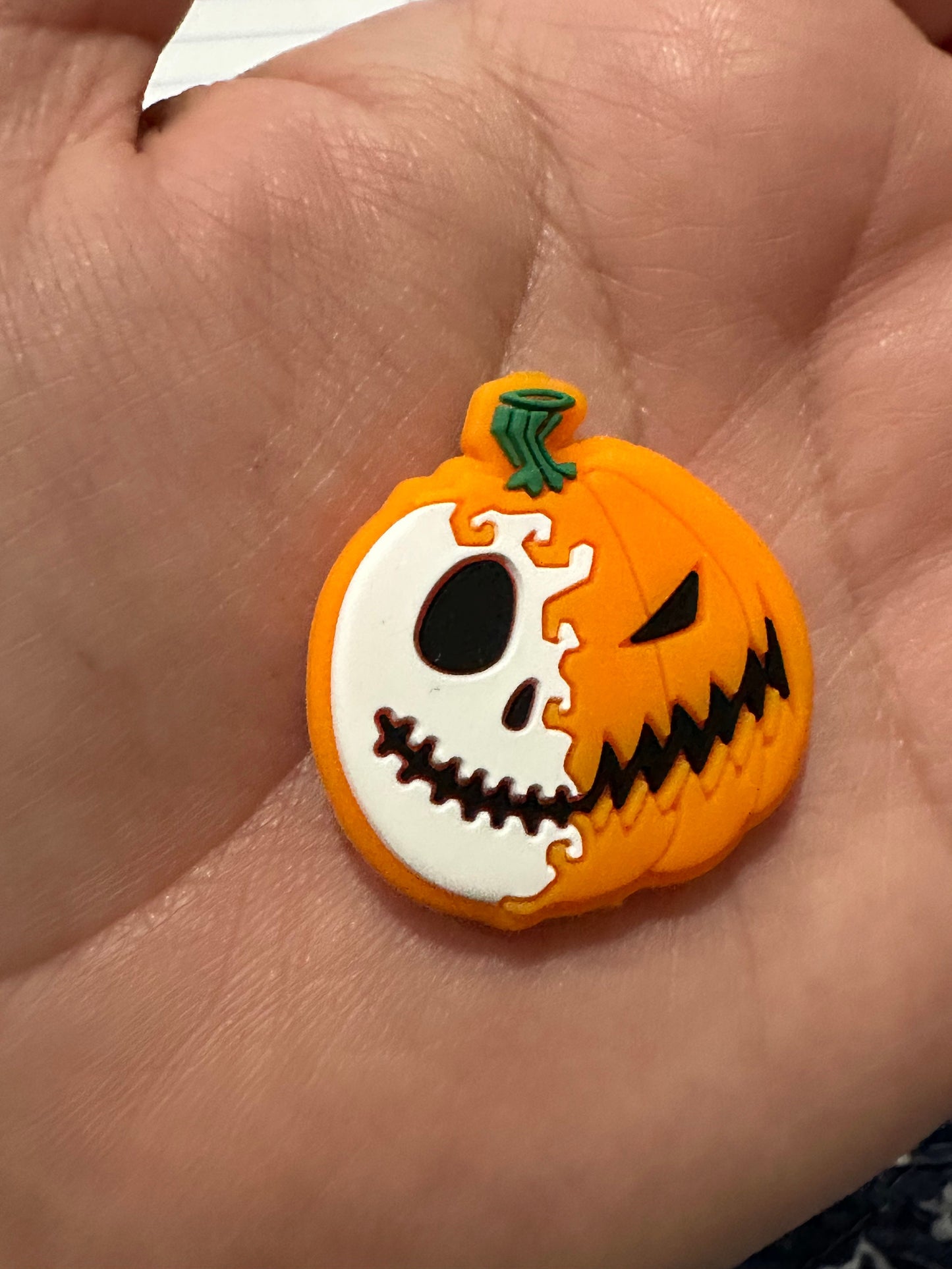 Half pumpkin and half ghost / Focal Bead/ beadable pen/ Silicone bead/ keychain bead/ Halloween/ pumpkin/