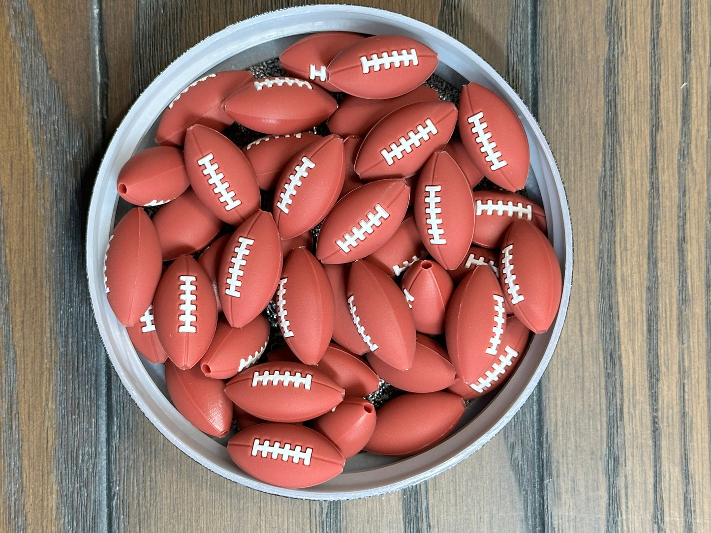Football shaped / Focal Bead/ beadable pen/ Silicone bead/ keychain bead/ sports