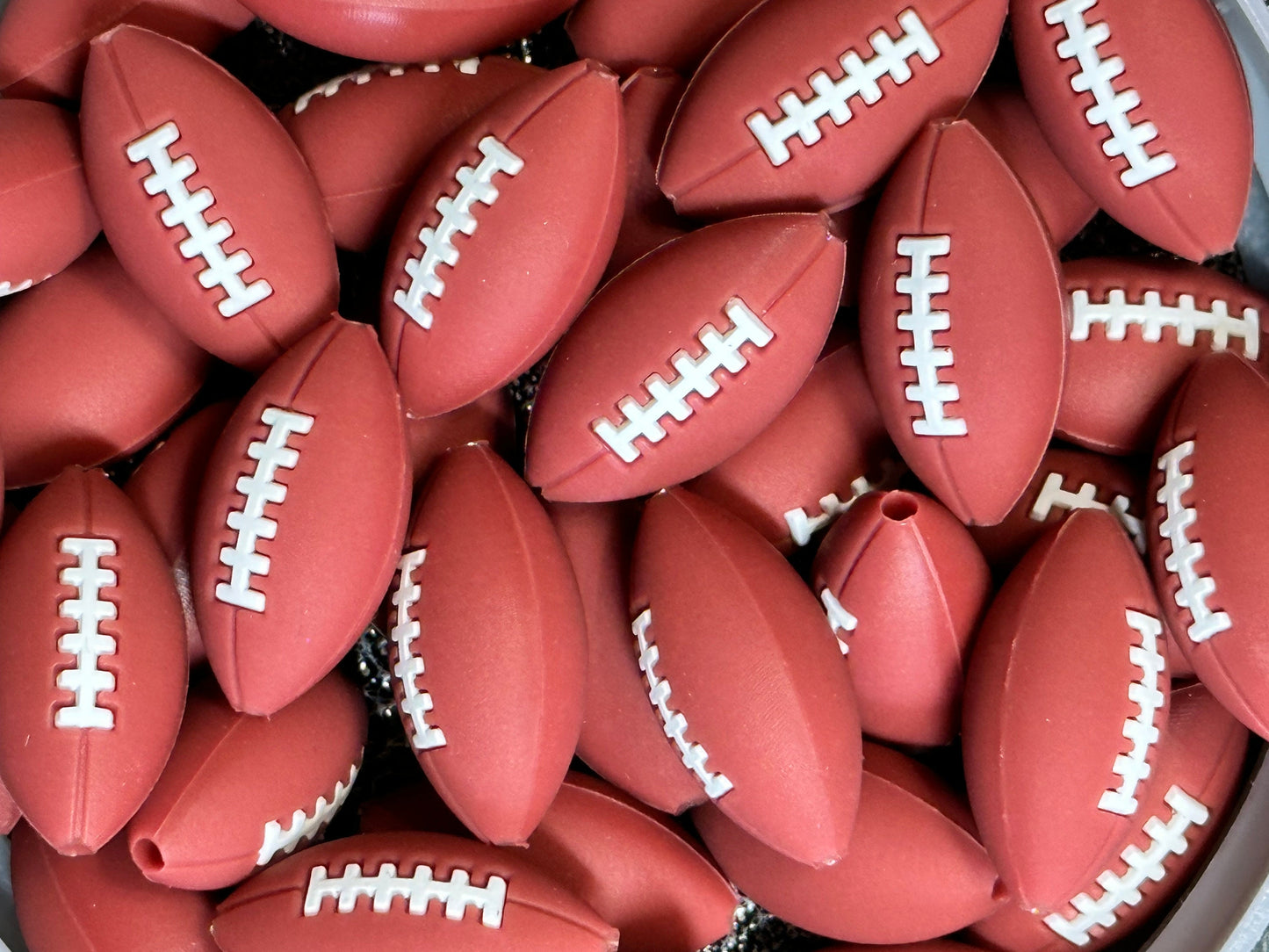 Football shaped / Focal Bead/ beadable pen/ Silicone bead/ keychain bead/ sports
