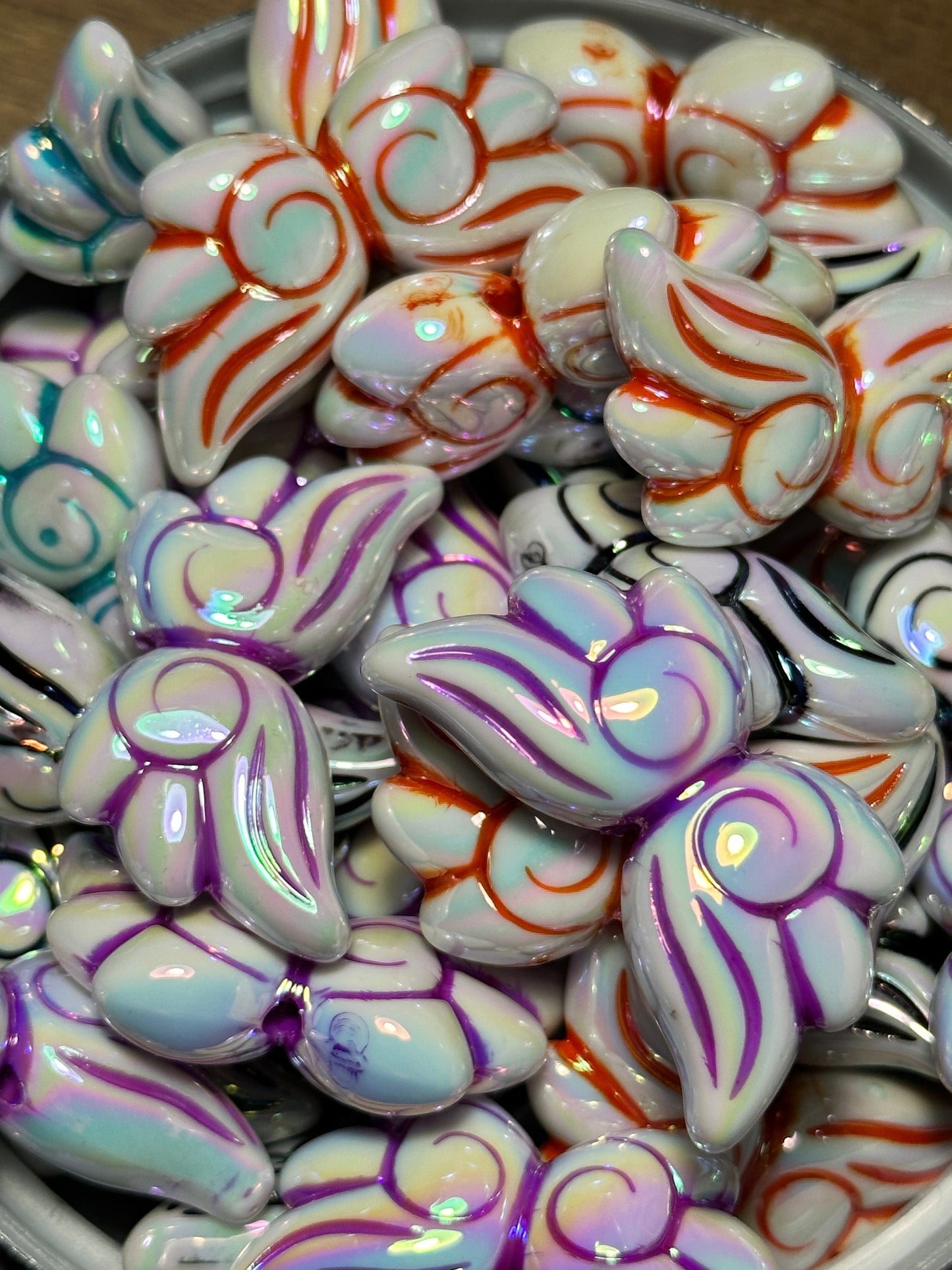 Angel wings beads/ beadable pen/focal bead/ multicolored / keychain bead/ bead/