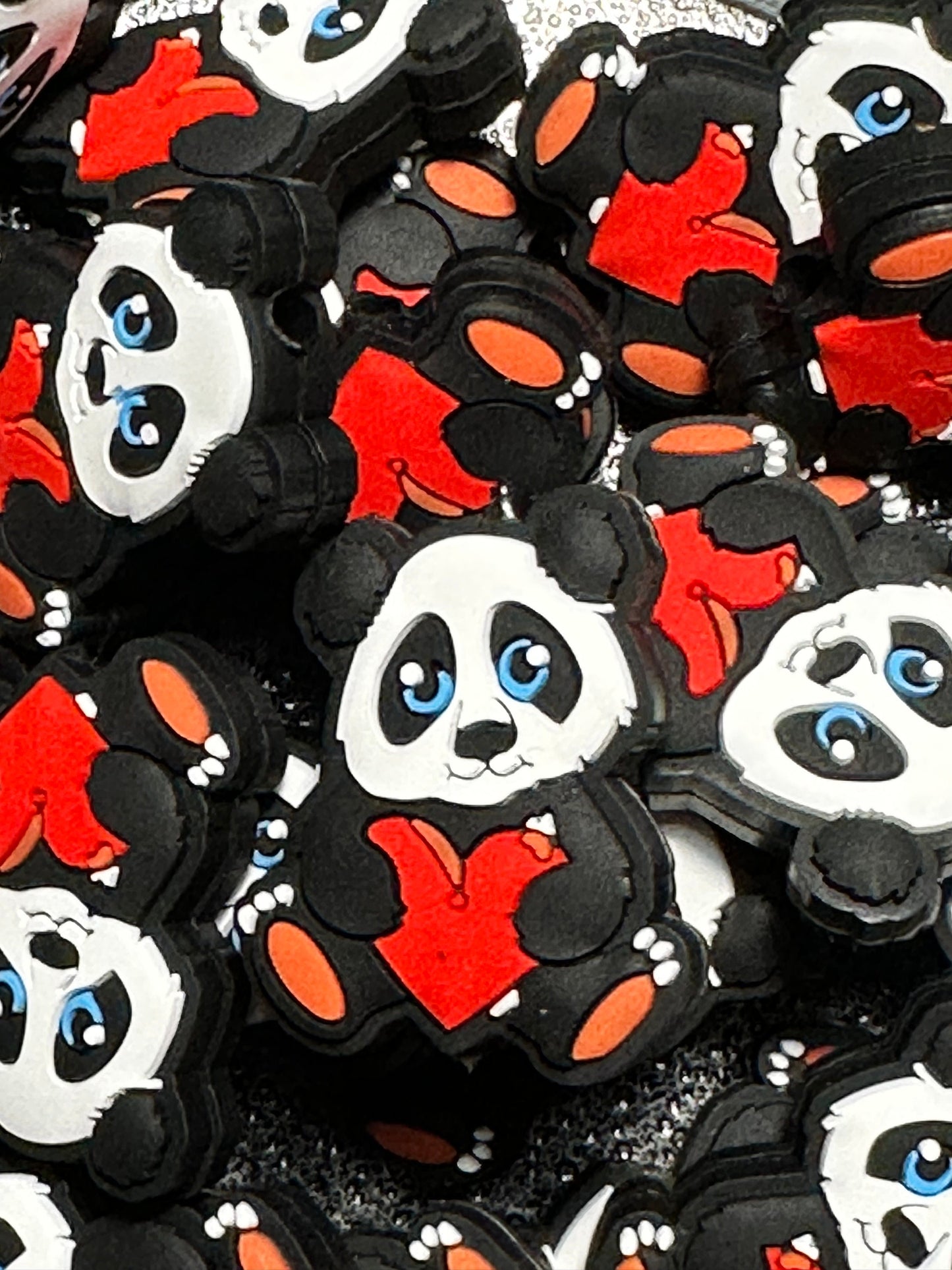 Panda bear/ Focal Bead/ beadable pen/ Silicone bead/ keychain bead/ heart / bear
