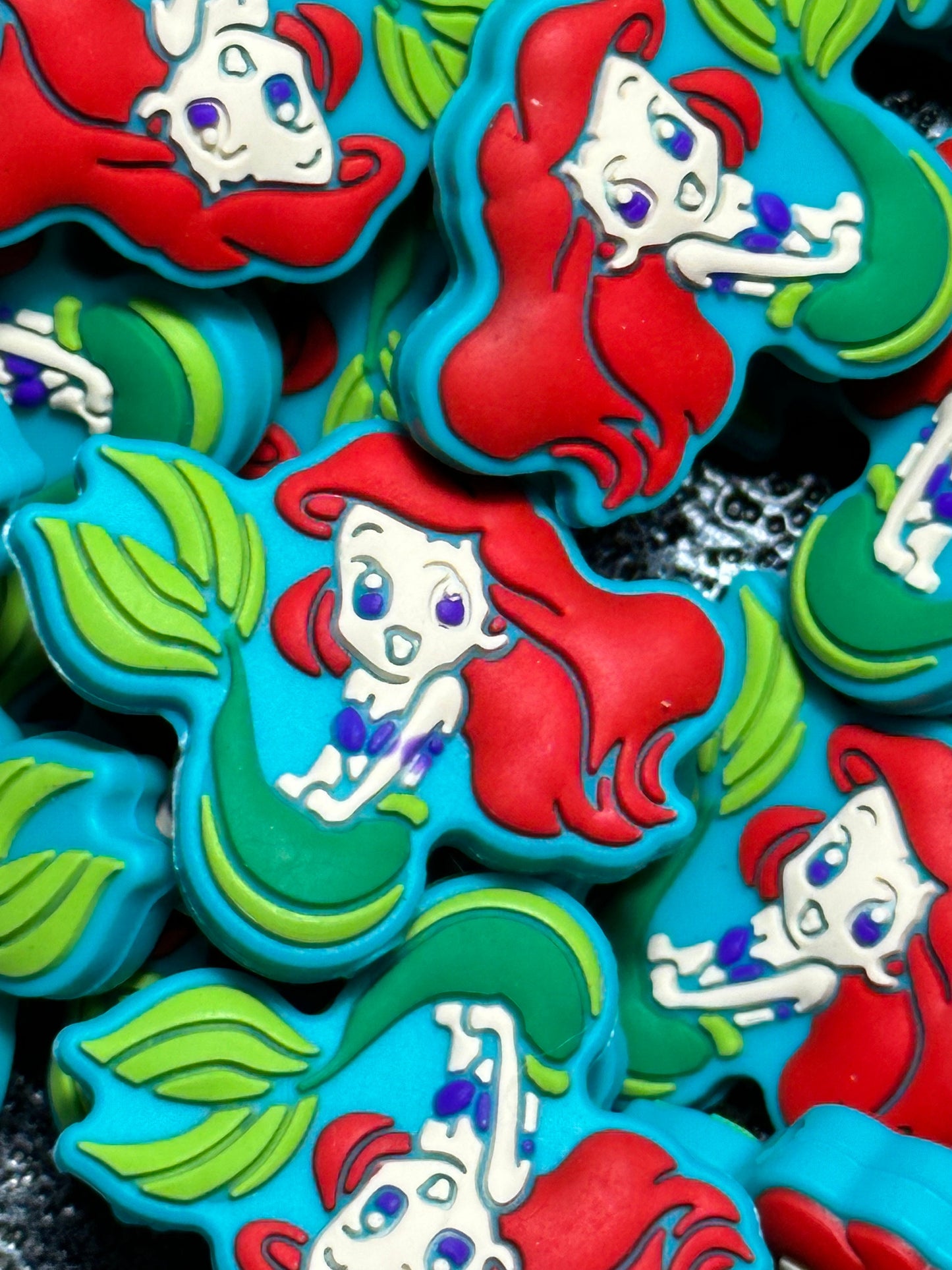 Focal Bead/ beadable pen/ Silicone bead/ keychain bead/ocean girl/ half fish