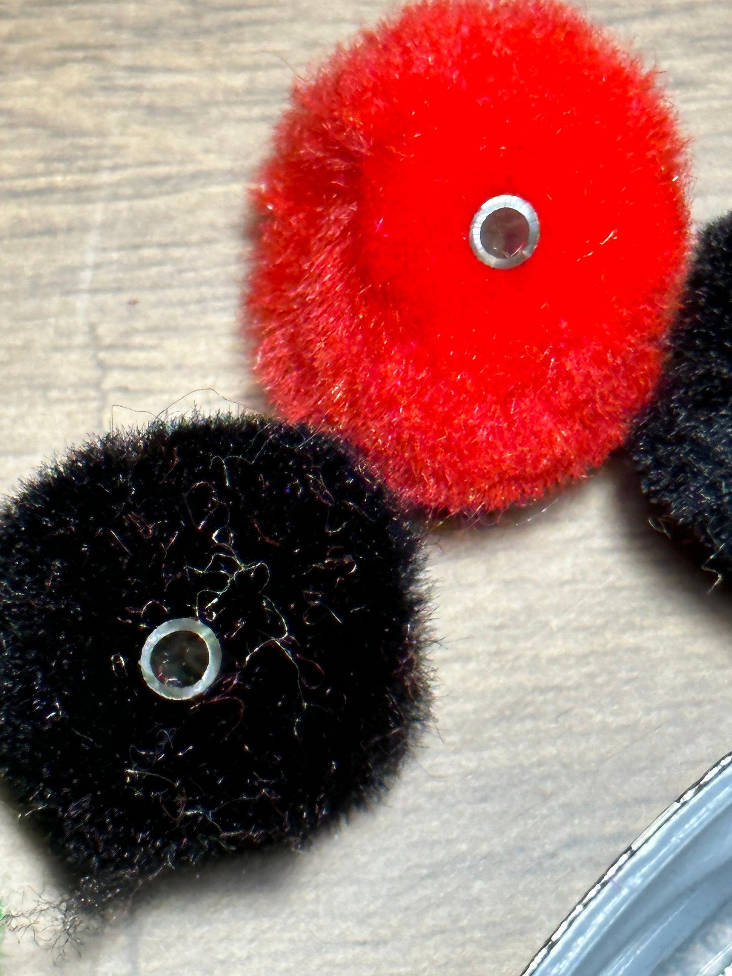 Pom Pom Beads/ beadable pen/ furry bead/ multicolored / keychain bead/ puffy bead/ fur ball/ ten (10) Pom poms