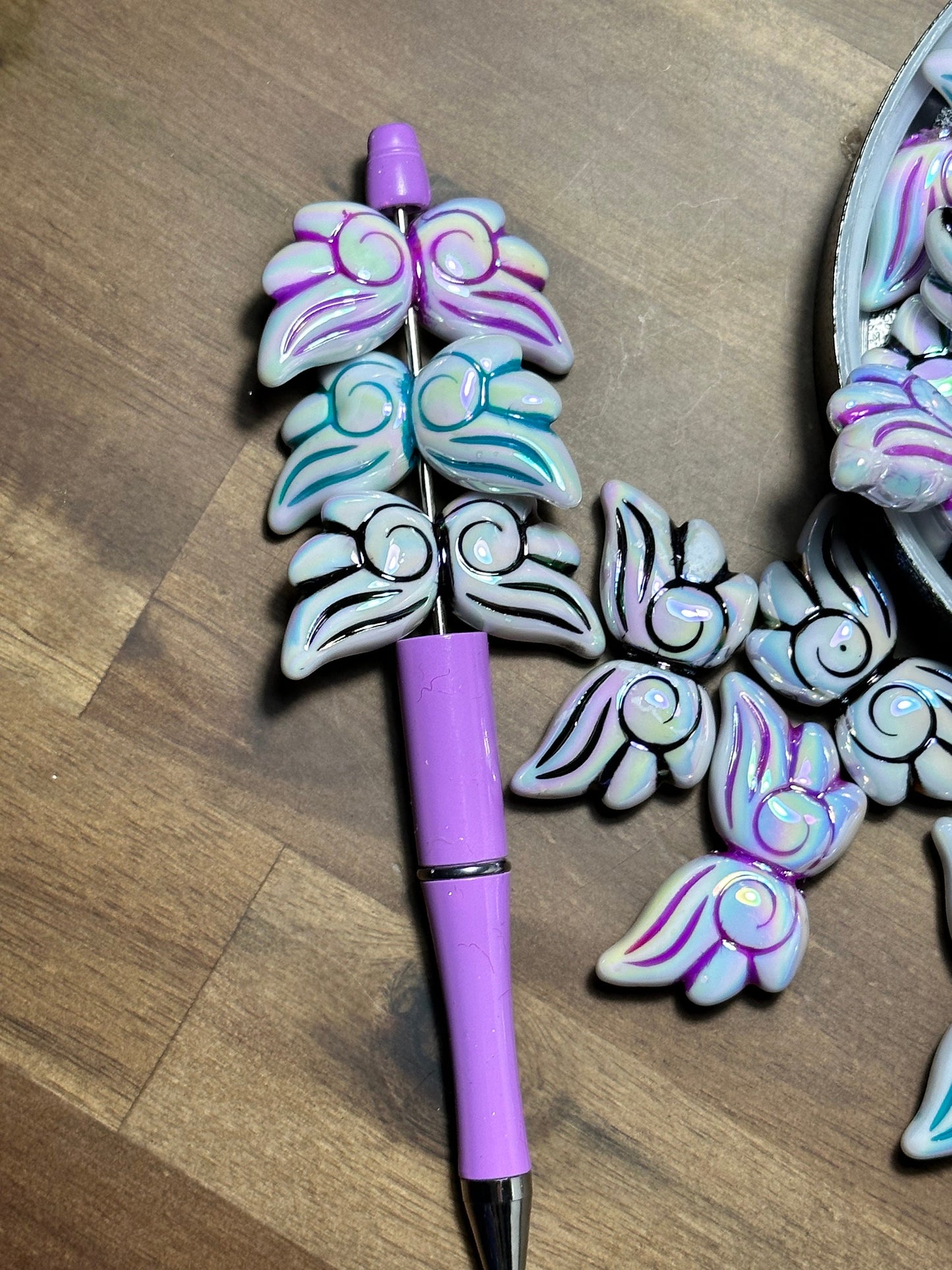 Angel wings beads/ beadable pen/focal bead/ multicolored / keychain bead/ bead/